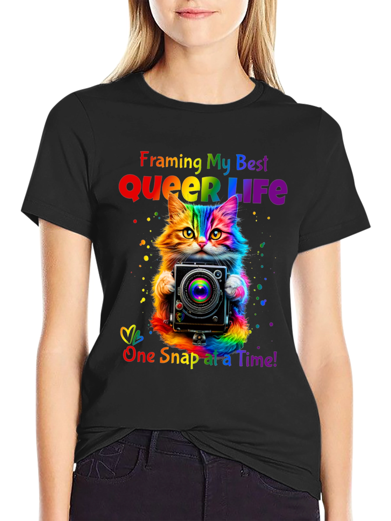 Queer Life Cat Camera T-Shirt