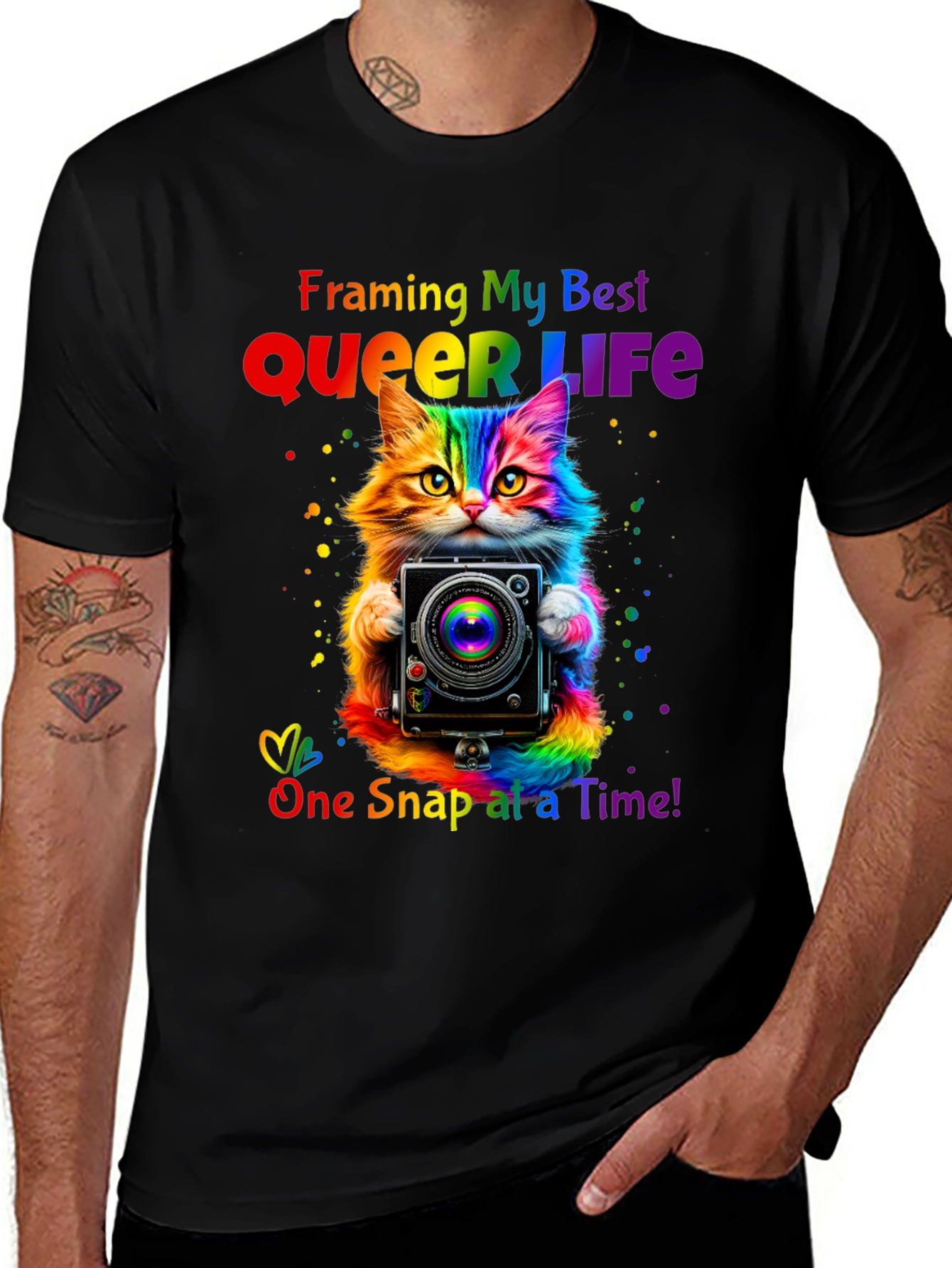 Queer Life Cat Camera T-Shirt