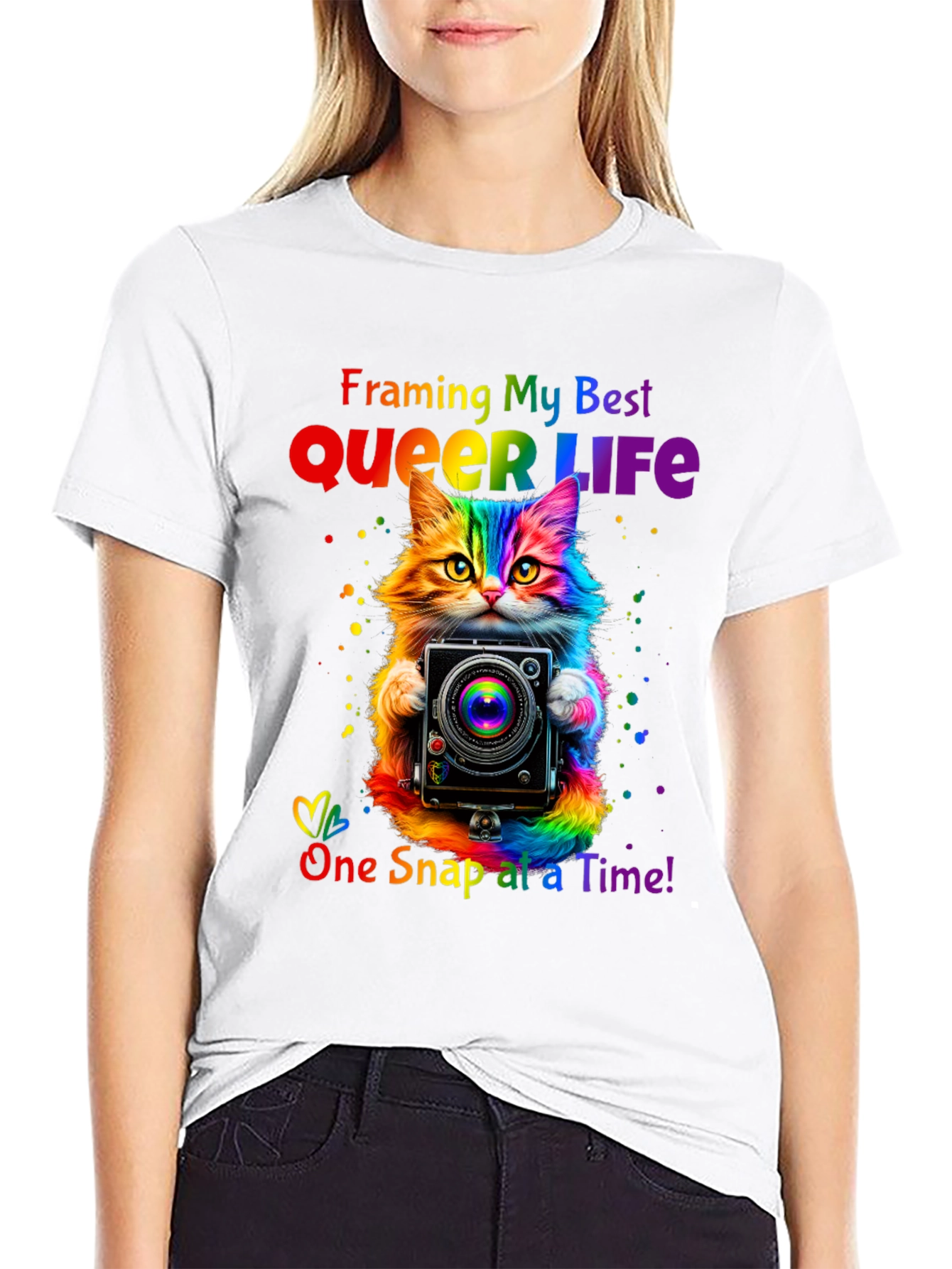 Queer Life Cat Camera T-Shirt
