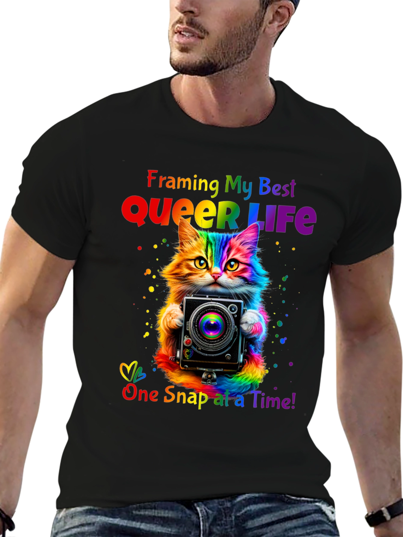 Queer Life Cat Camera T-Shirt