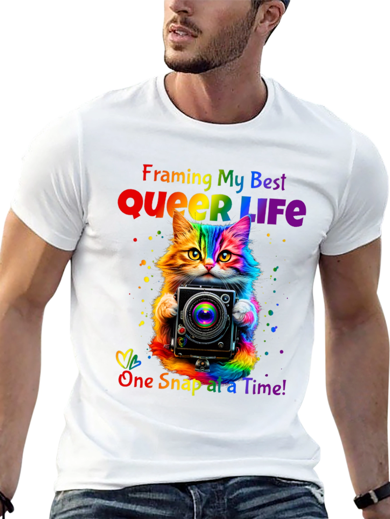 Queer Life Cat Camera T-Shirt