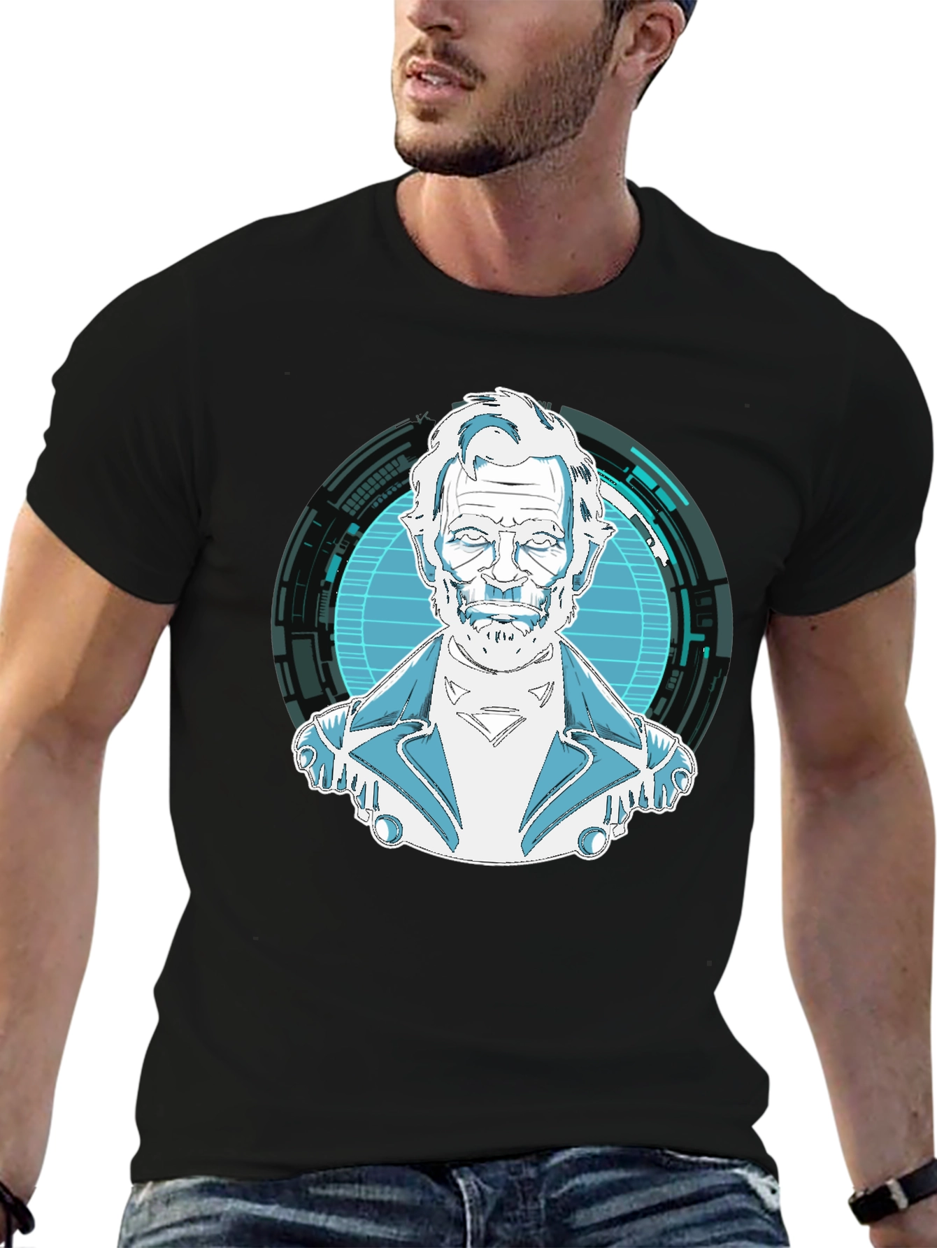 Sci-Fi Character Graphic Black T-Shirt