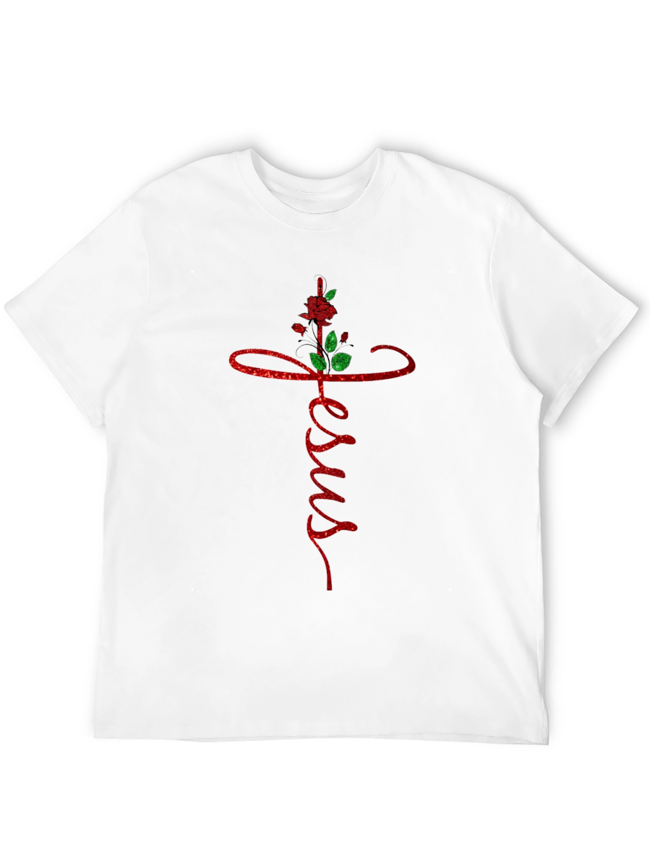 Jesus Cross Rose Graphic Tee - Black
