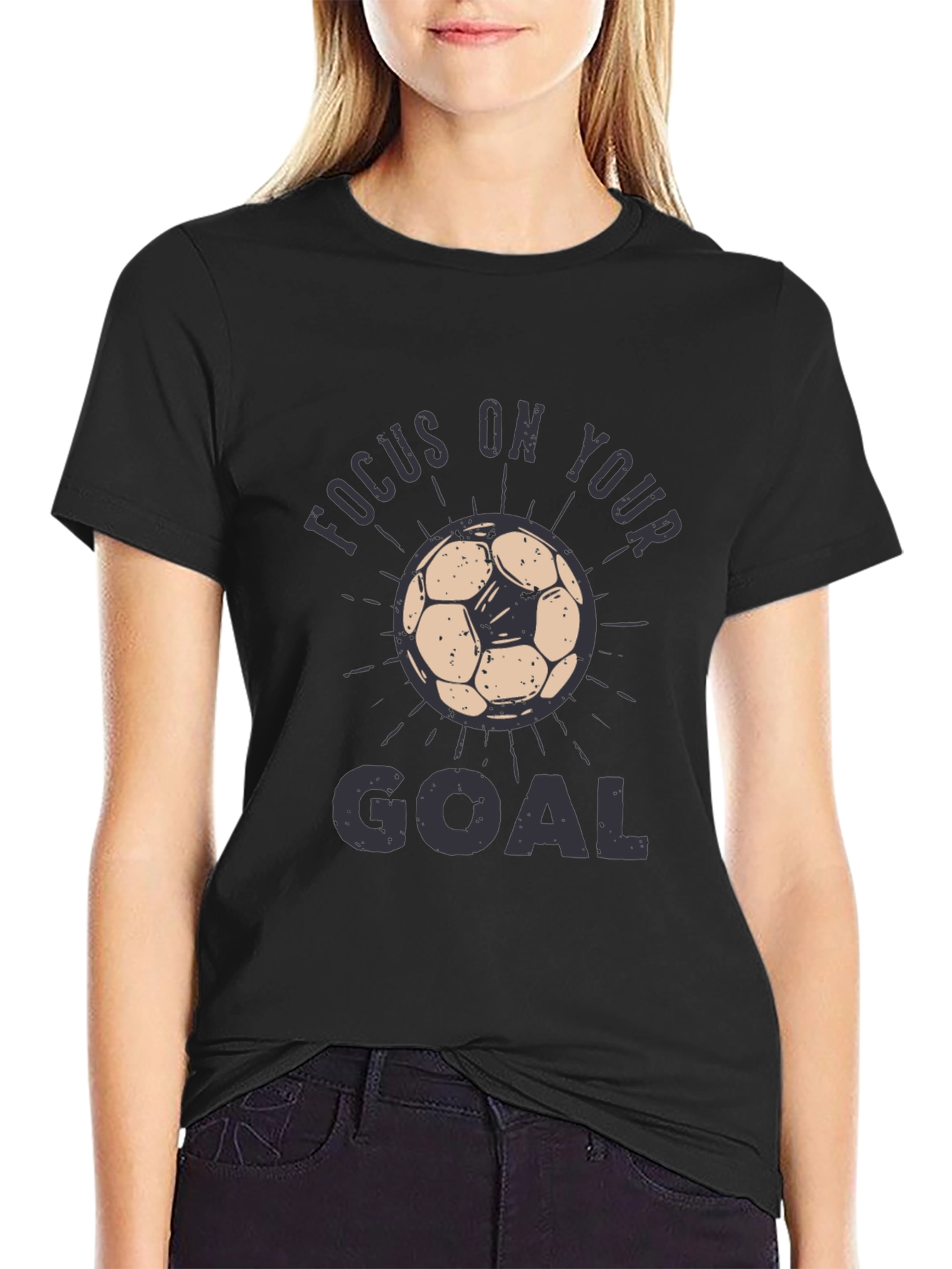 Focus On Your Goal Black Graphic Tee