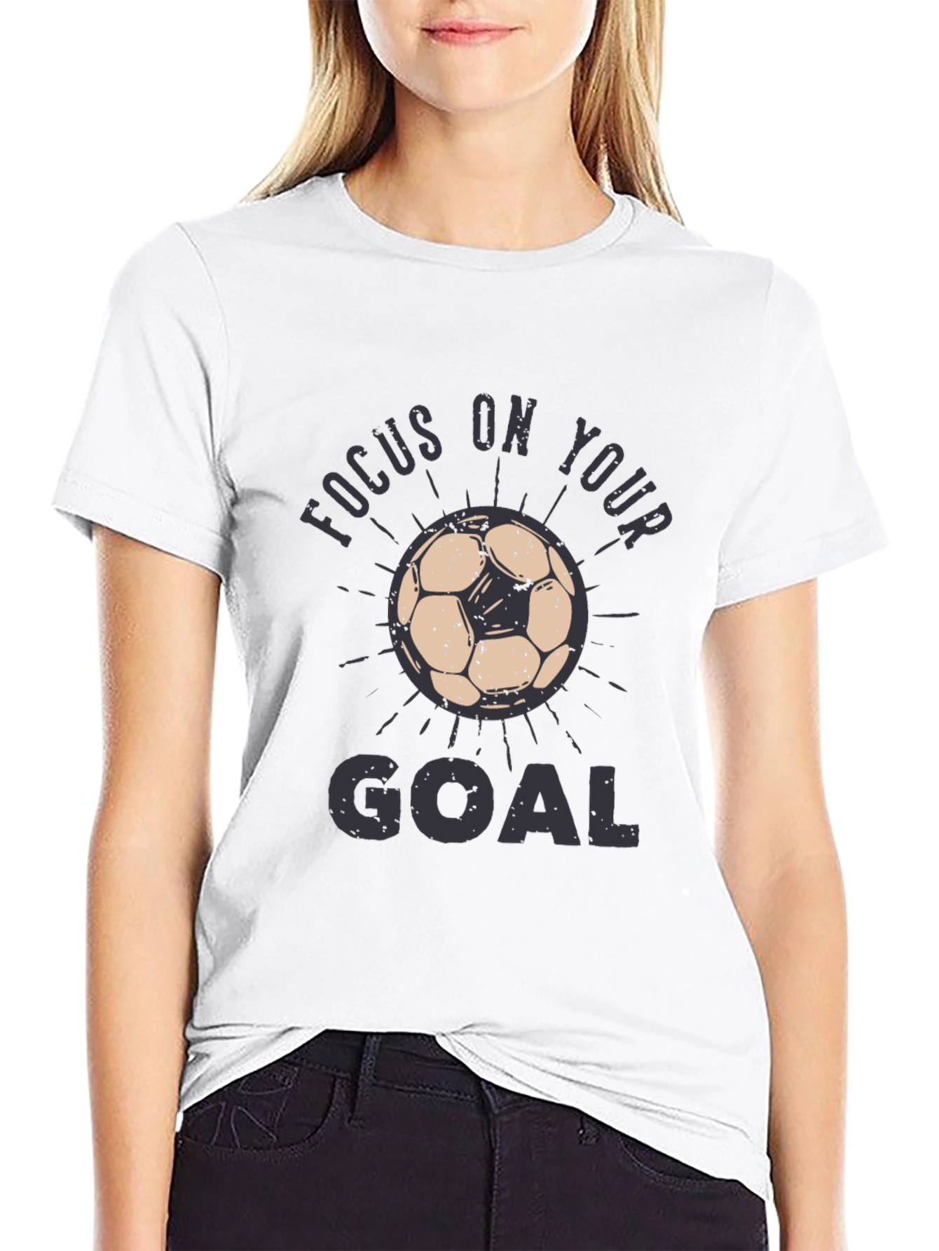 Focus On Your Goal Black Graphic Tee