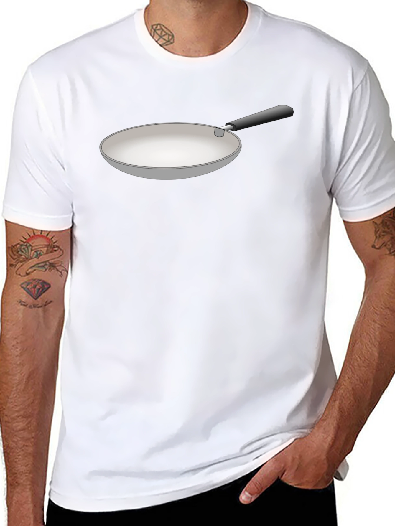 Funny Fry Pan Graphic Black T-Shirt