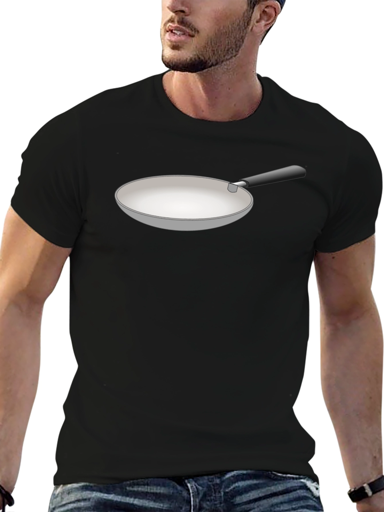 Funny Fry Pan Graphic Black T-Shirt