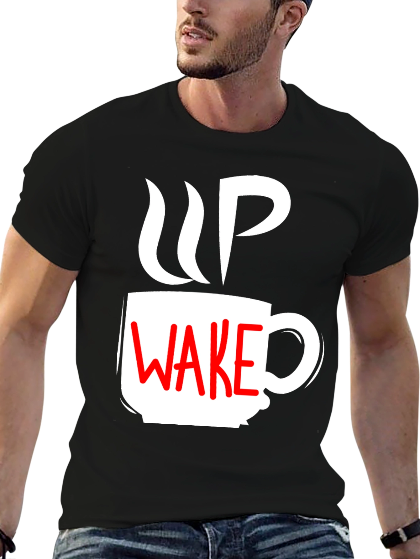 Wake Up Coffee Graphic Tee - Black