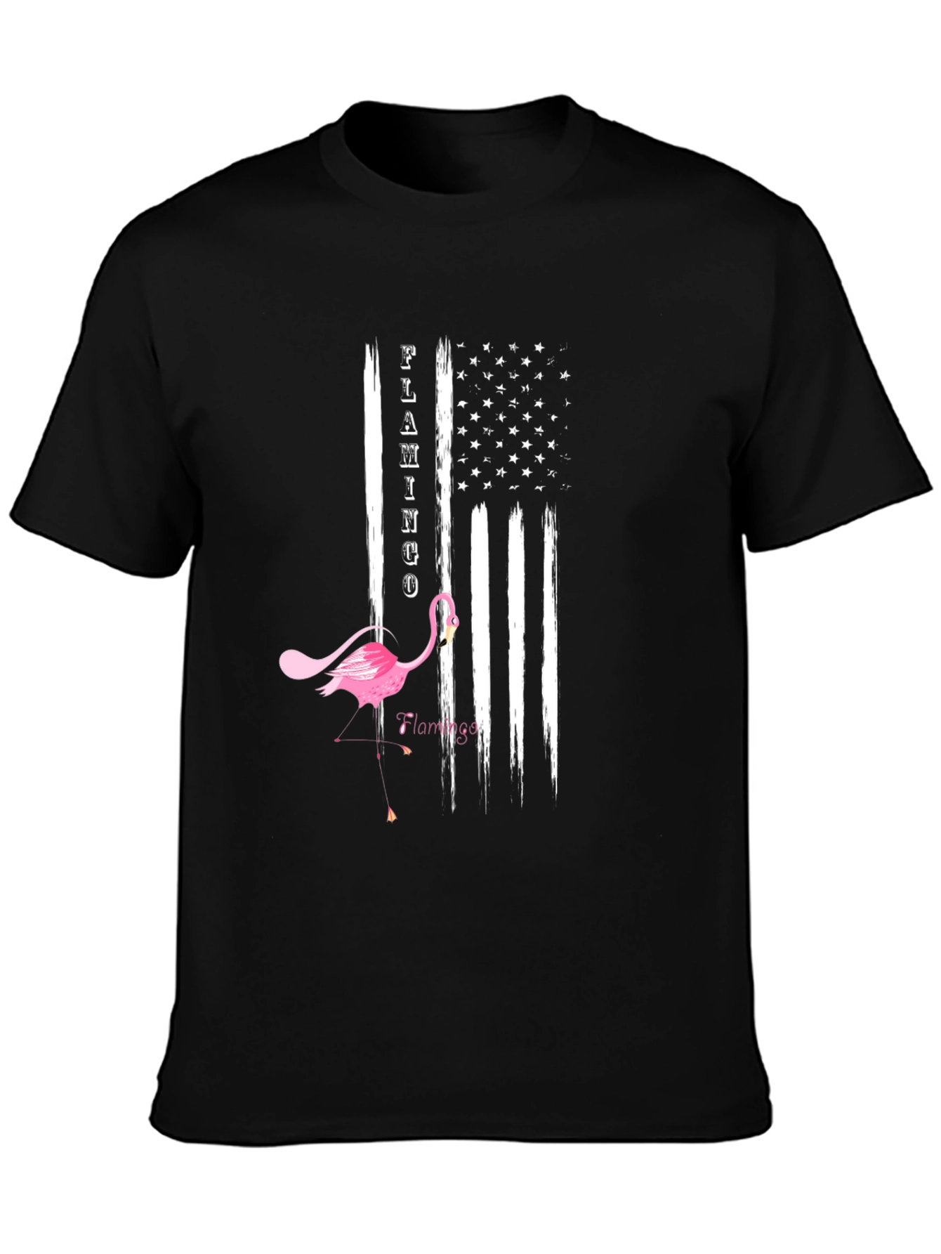 Flamingo American Flag T-Shirt Patriotic Tee
