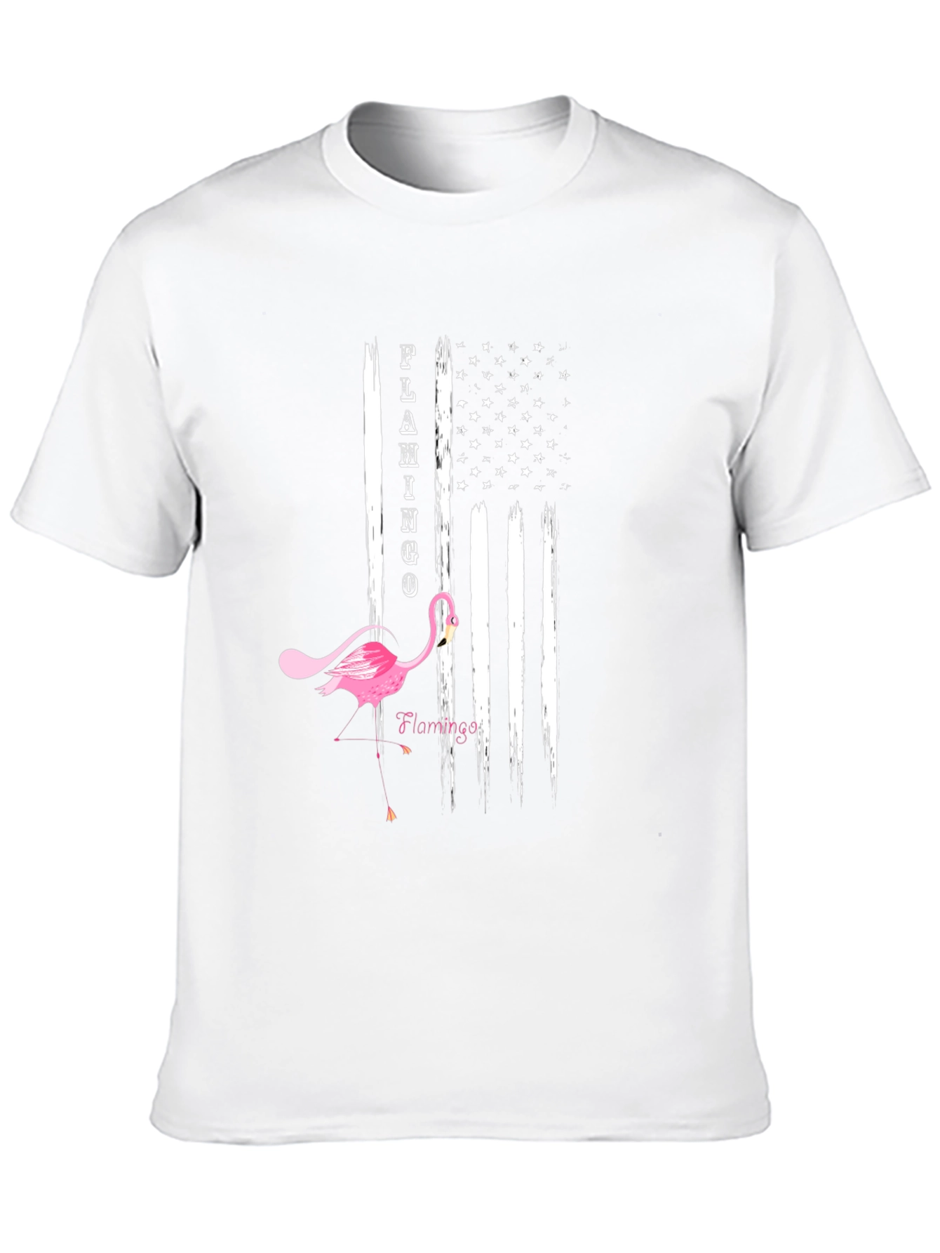 Flamingo American Flag T-Shirt Patriotic Tee
