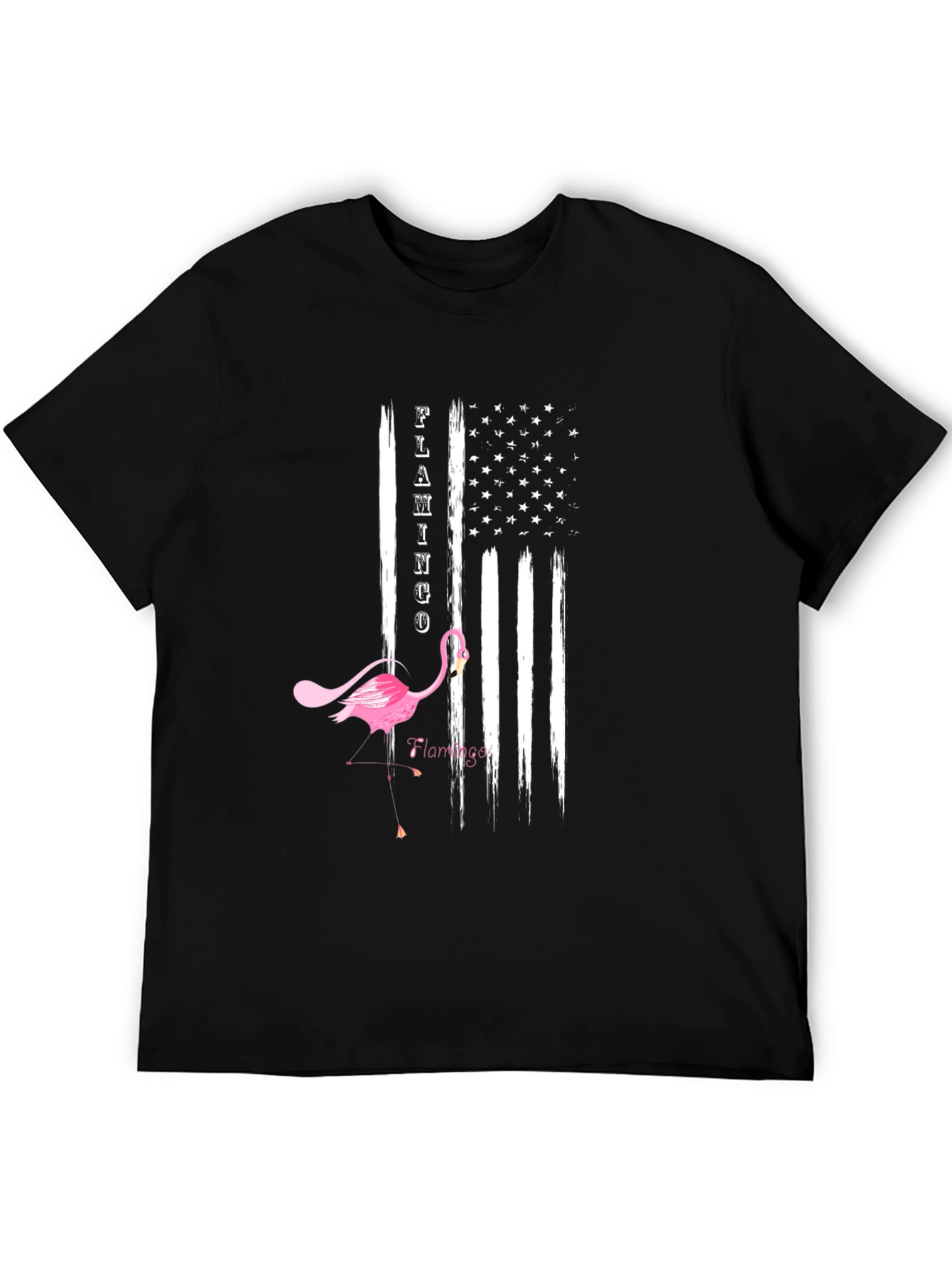 Flamingo American Flag T-Shirt Patriotic Tee