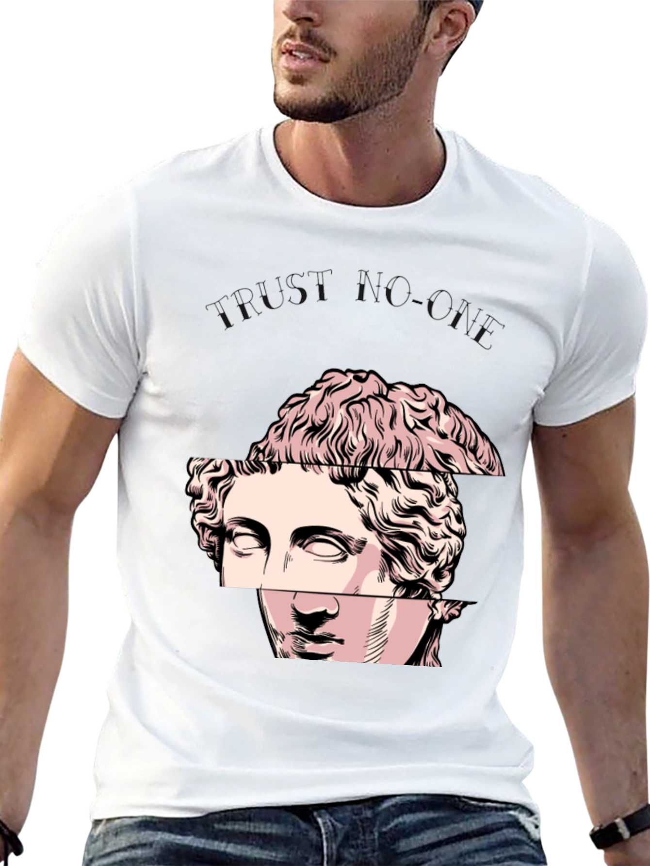 Abstract Statue Graphic Tee - Modern Art Shirt
