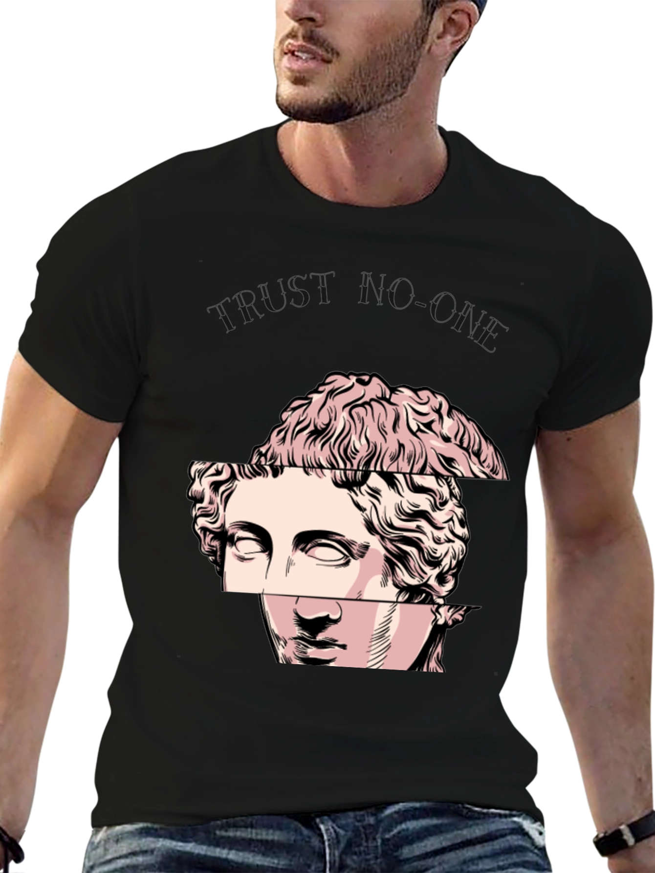 Abstract Statue Graphic Tee - Modern Art Shirt