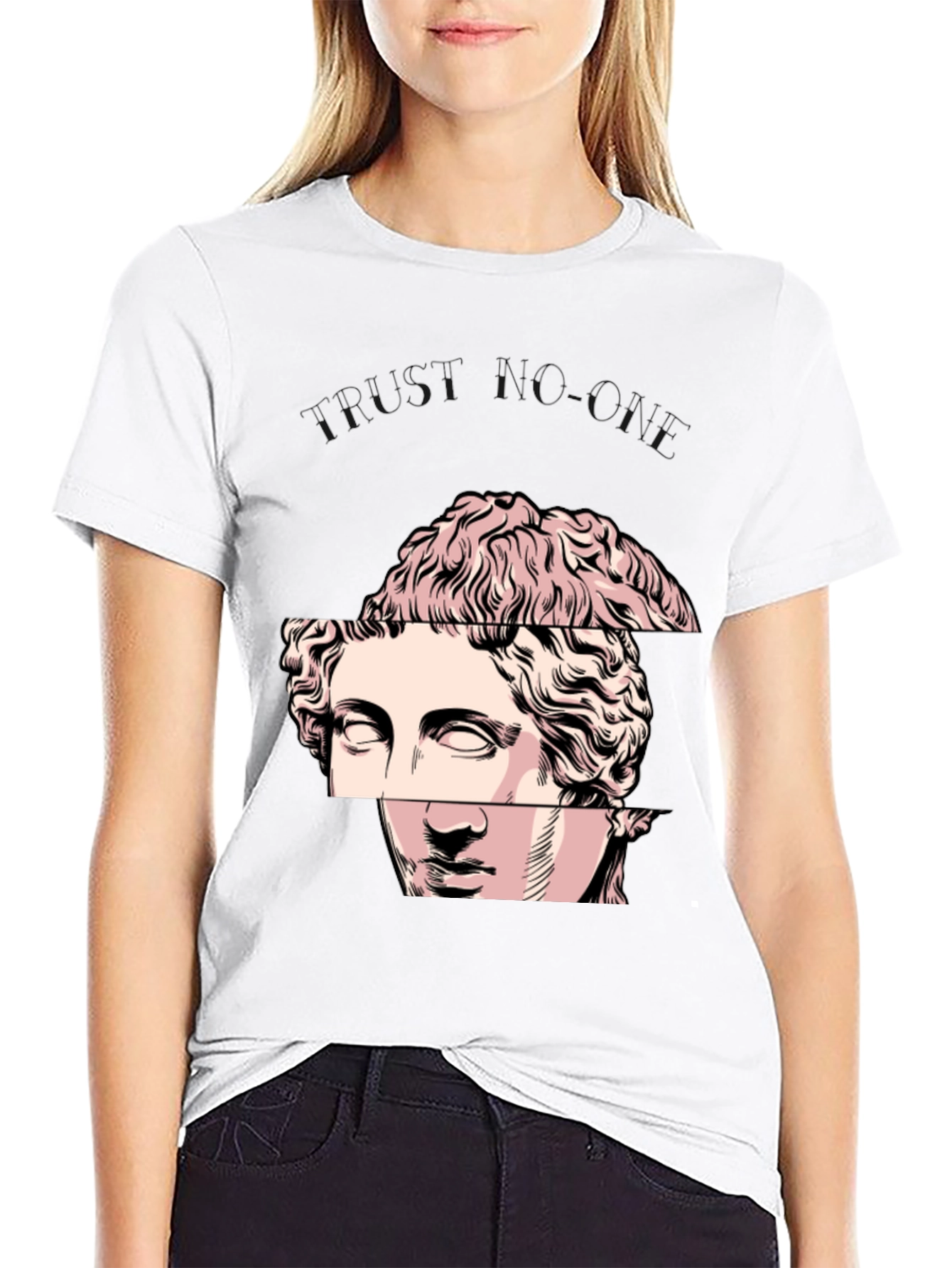 Abstract Statue Graphic Tee - Modern Art Shirt