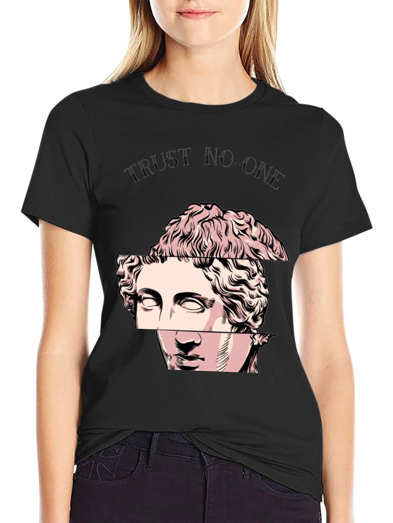 Abstract Statue Graphic Tee - Modern Art Shirt