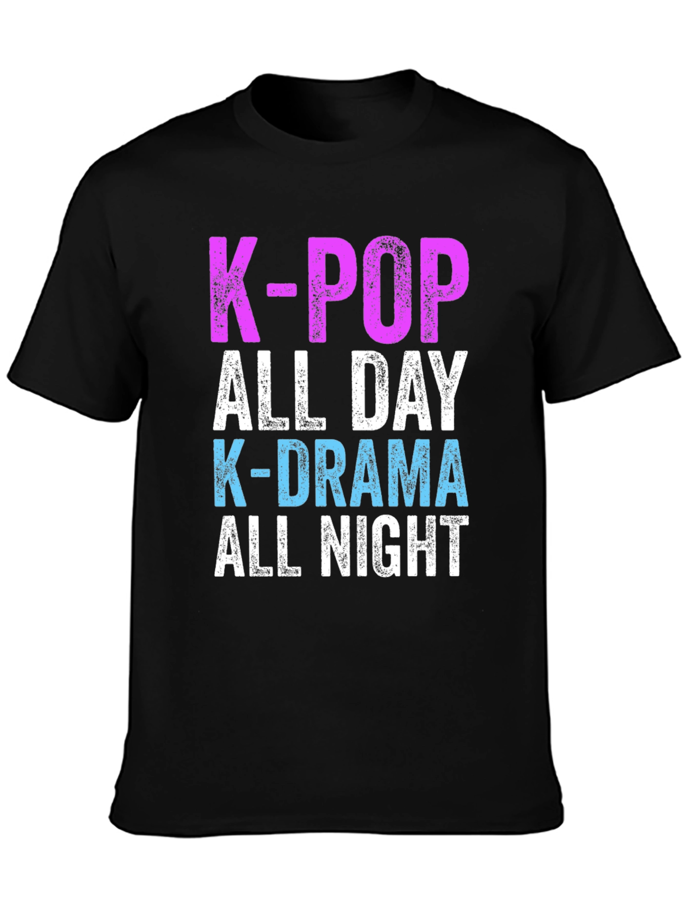 K-Pop & K-Drama All Day/Night Black T-Shirt