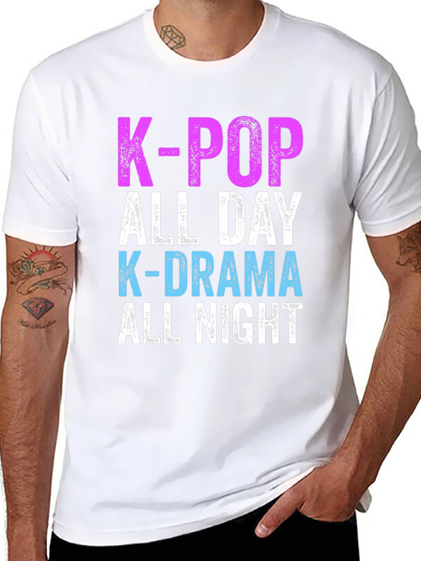 K-Pop & K-Drama All Day/Night Black T-Shirt