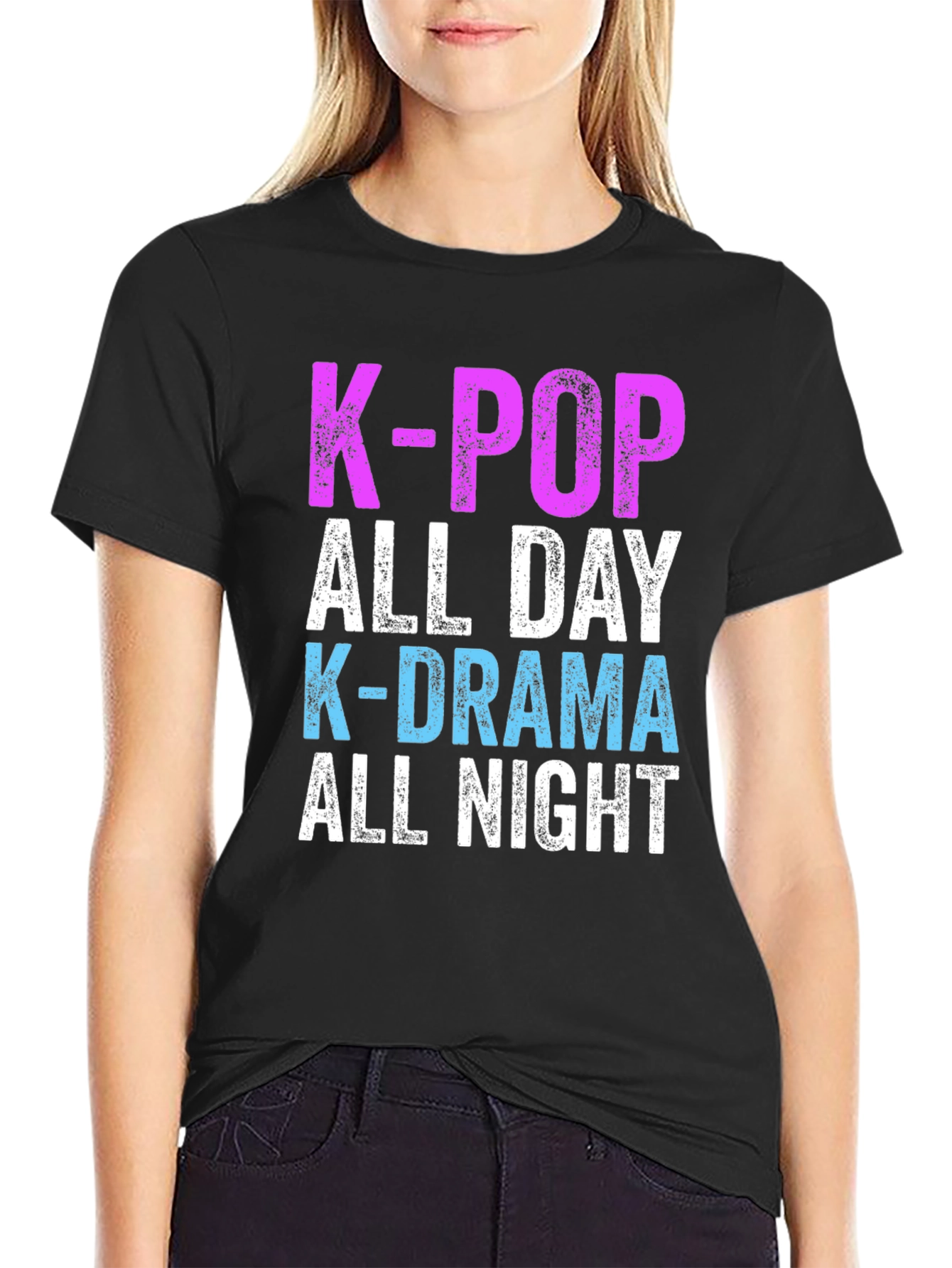K-Pop & K-Drama All Day/Night Black T-Shirt