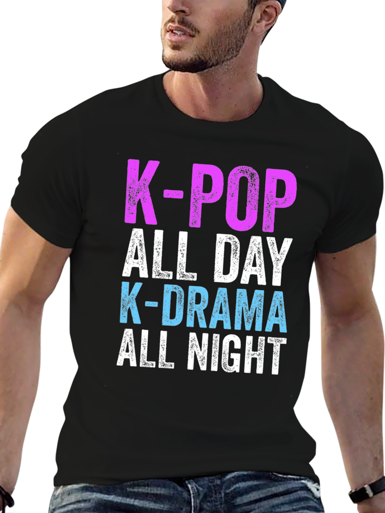 K-Pop & K-Drama All Day/Night Black T-Shirt