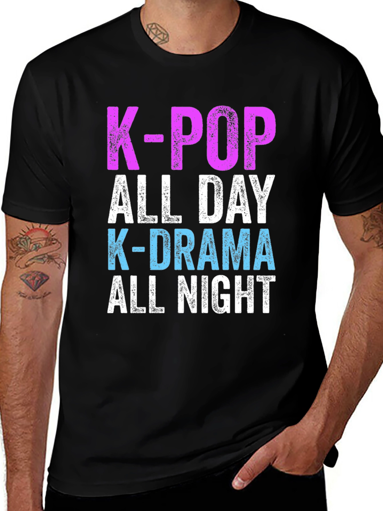 K-Pop & K-Drama All Day/Night Black T-Shirt