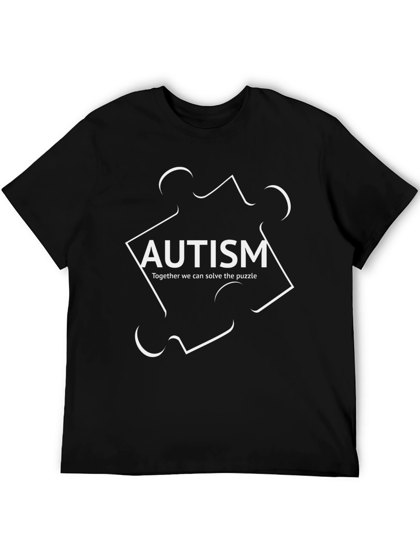 Autism Awareness Puzzle Piece Graphic Tee - Black