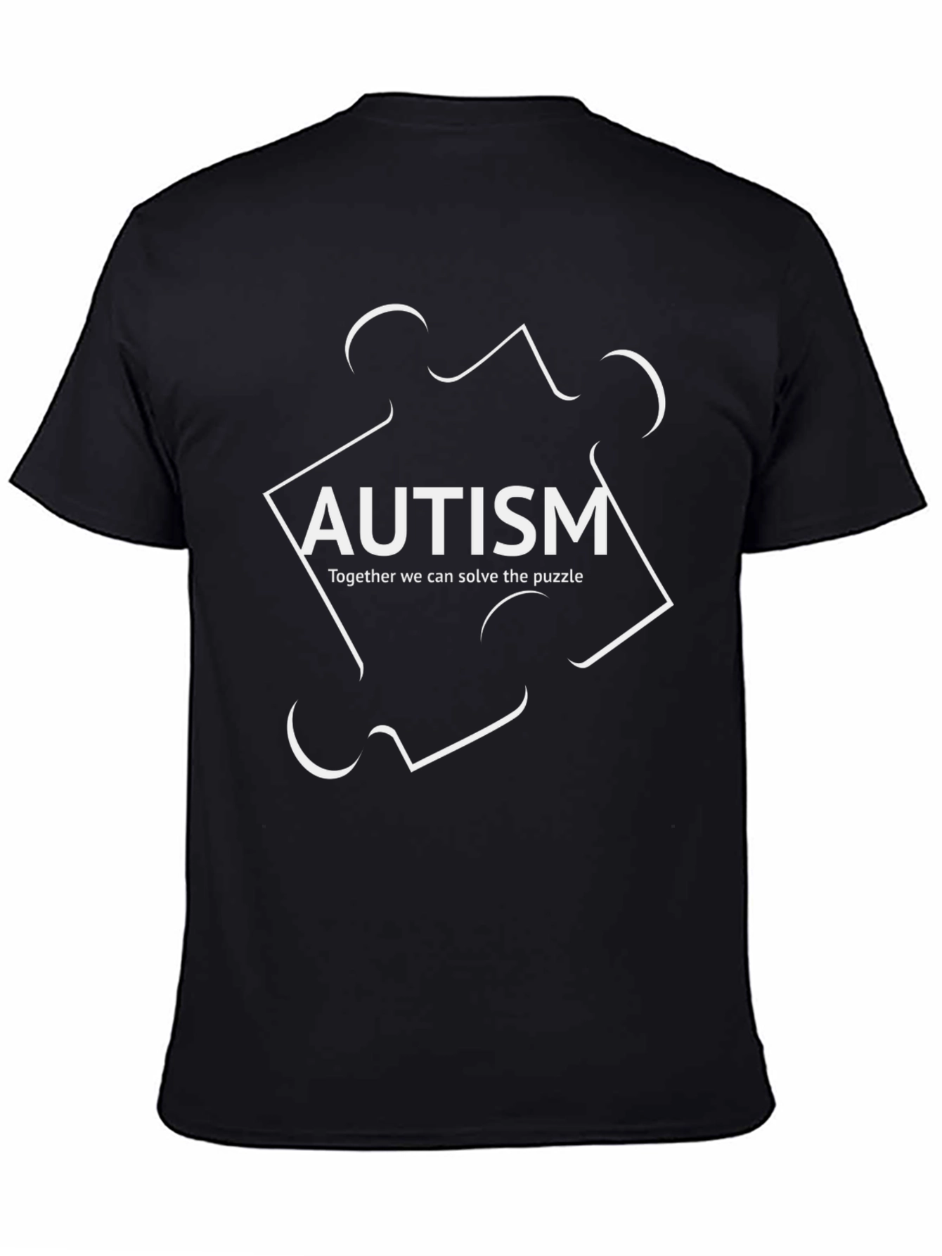 Autism Awareness Puzzle Piece Graphic Tee - Black