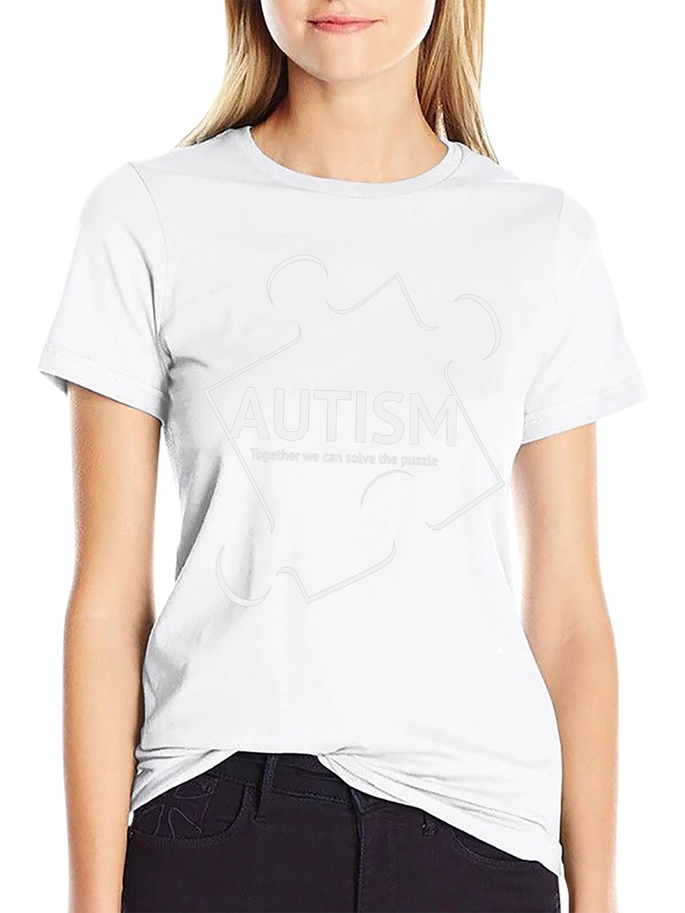 Autism Awareness Puzzle Piece Graphic Tee - Black