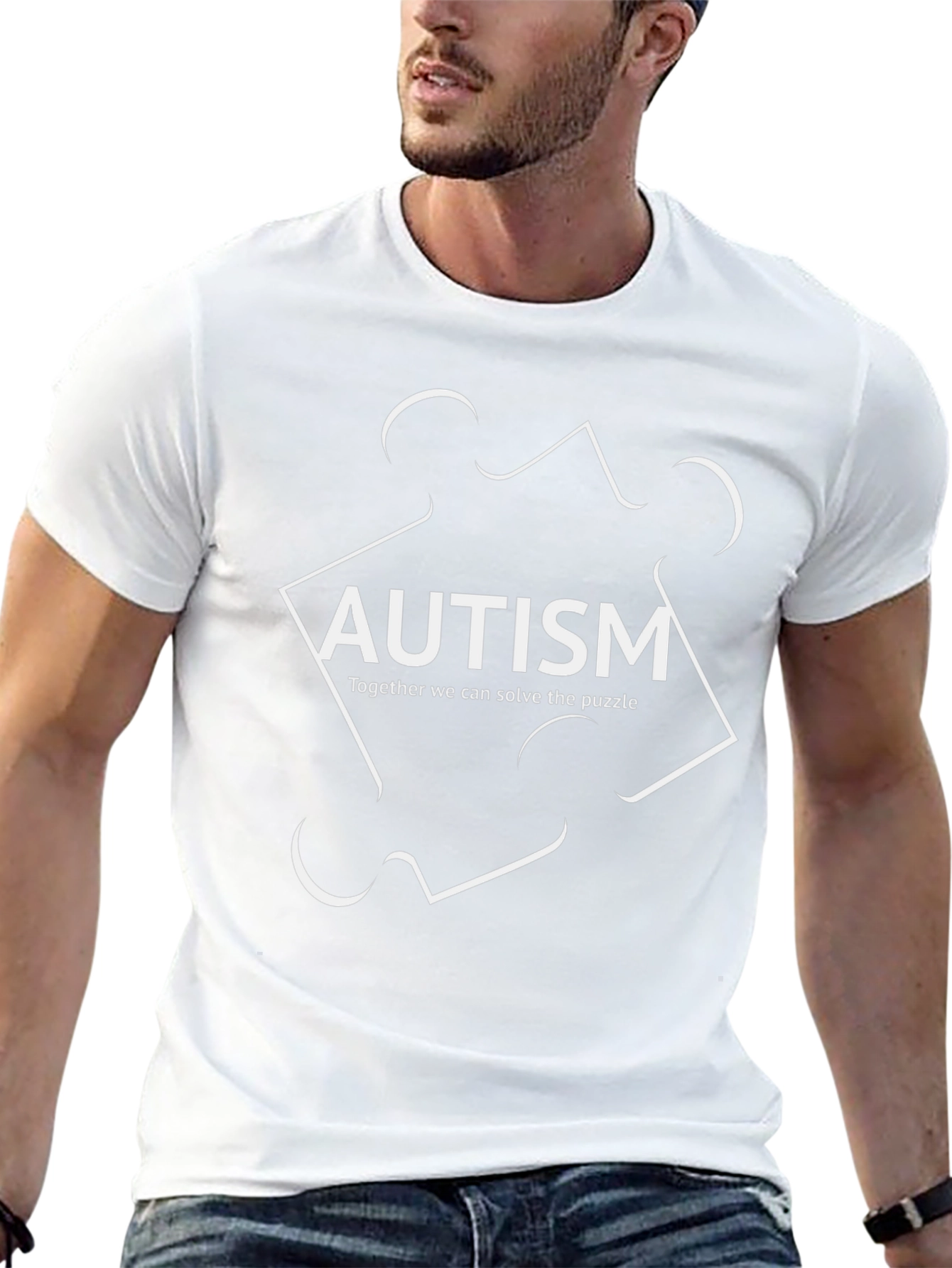 Autism Awareness Puzzle Piece Graphic Tee - Black