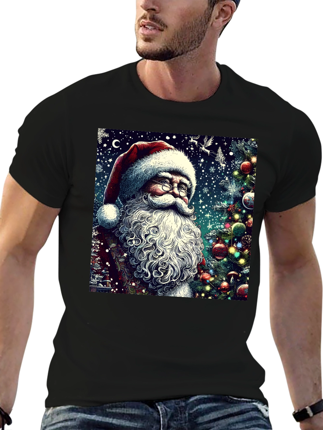 Festive Santa Claus Graphic Tee