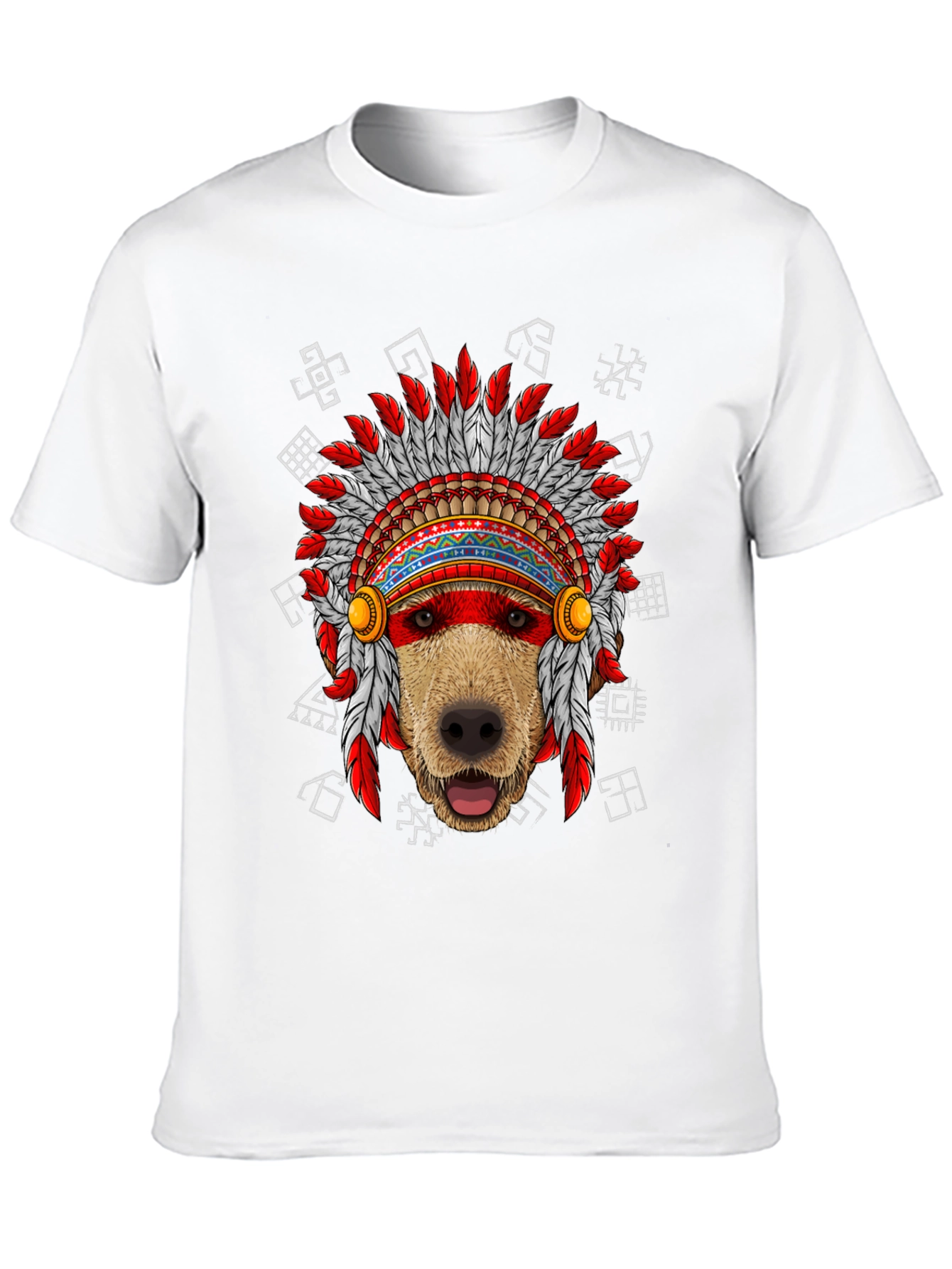 Dog Headdress Graphic Tee - Native American Indian Style
