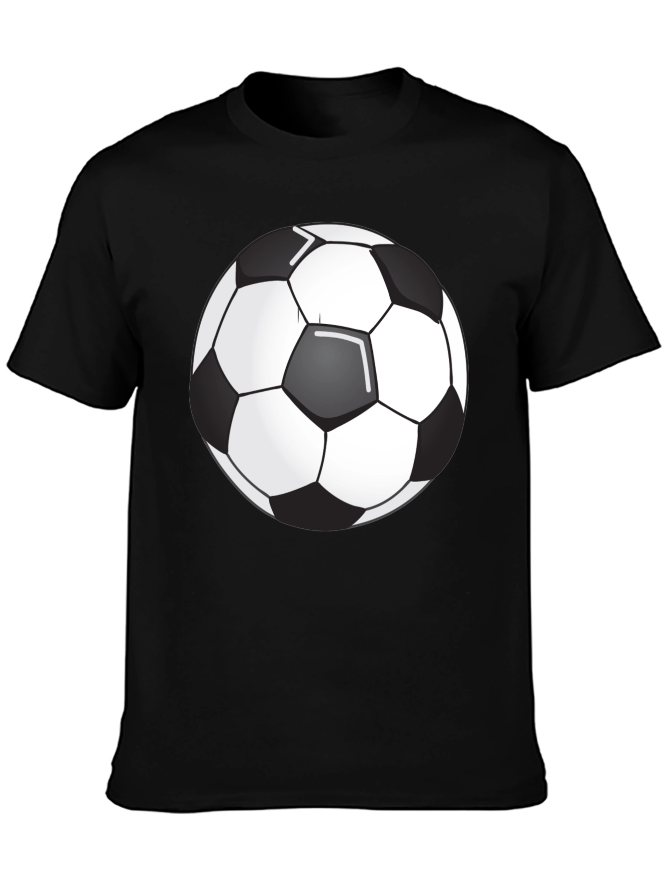 Soccer Ball Graphic Tee - Black Cotton Blend T-Shirt