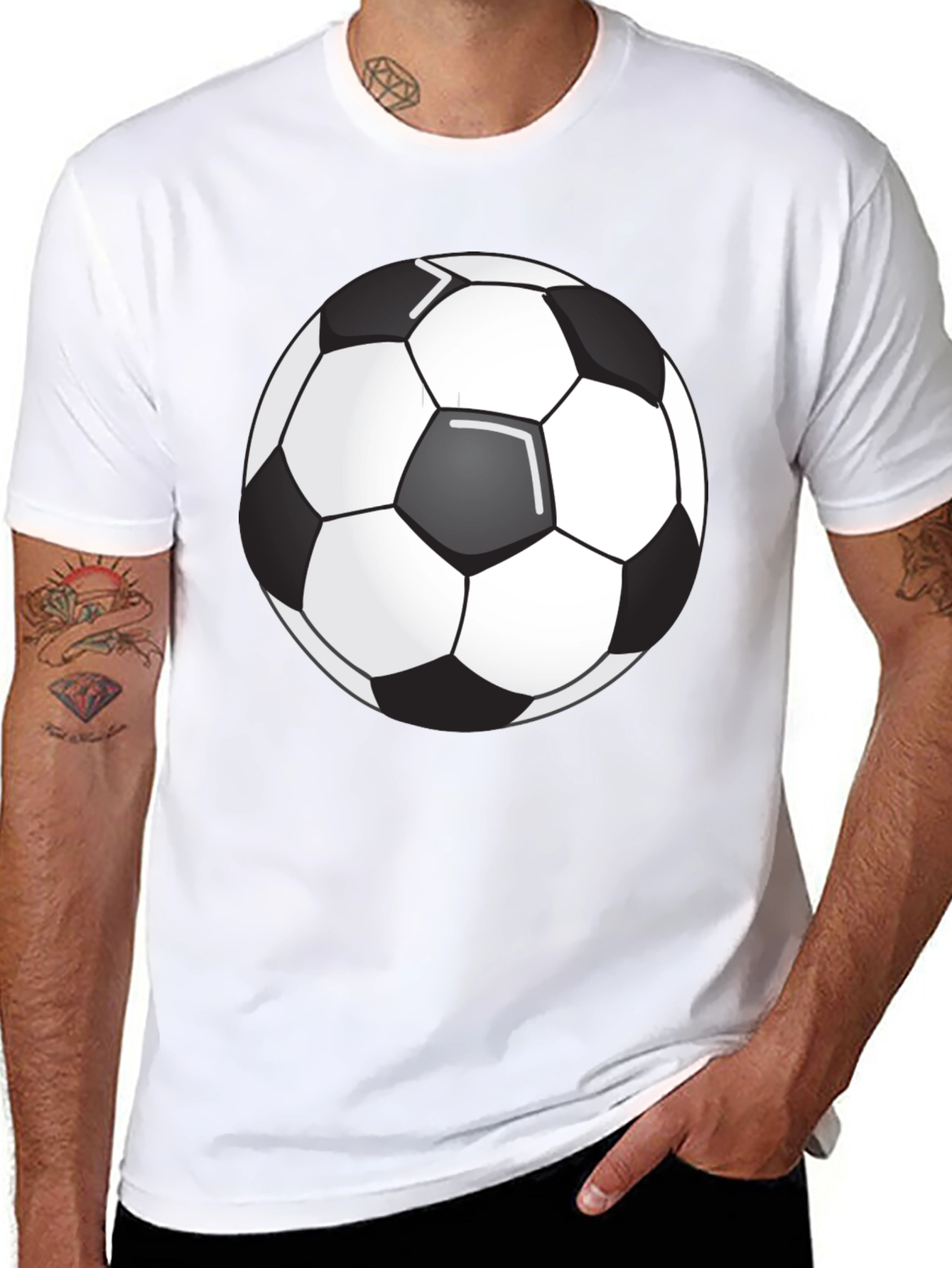 Soccer Ball Graphic Tee - Black Cotton Blend T-Shirt
