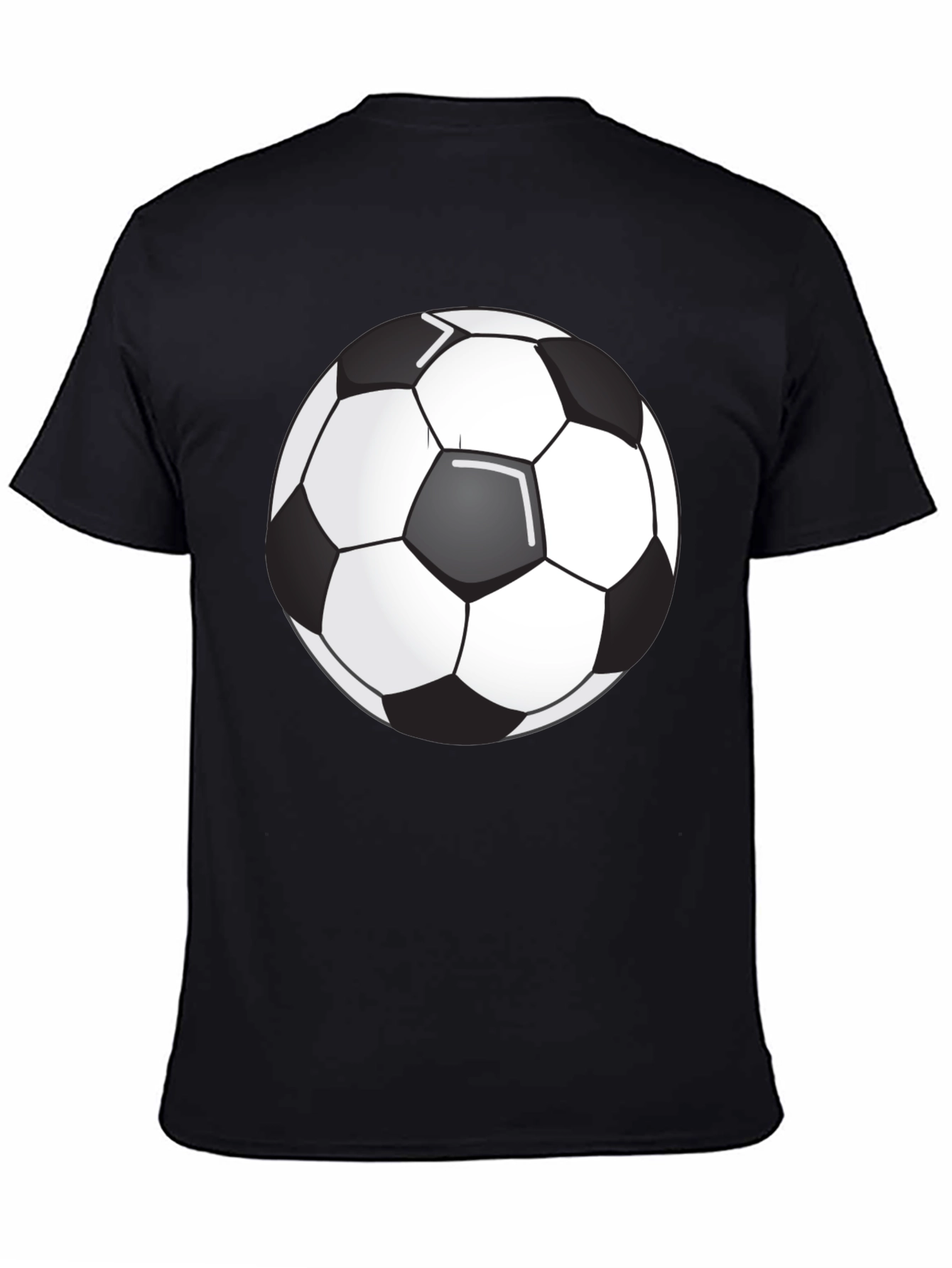 Soccer Ball Graphic Tee - Black Cotton Blend T-Shirt