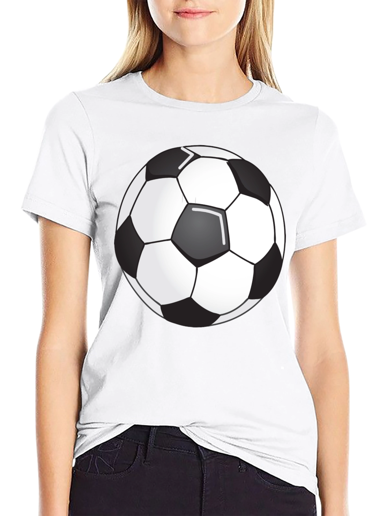 Soccer Ball Graphic Tee - Black Cotton Blend T-Shirt