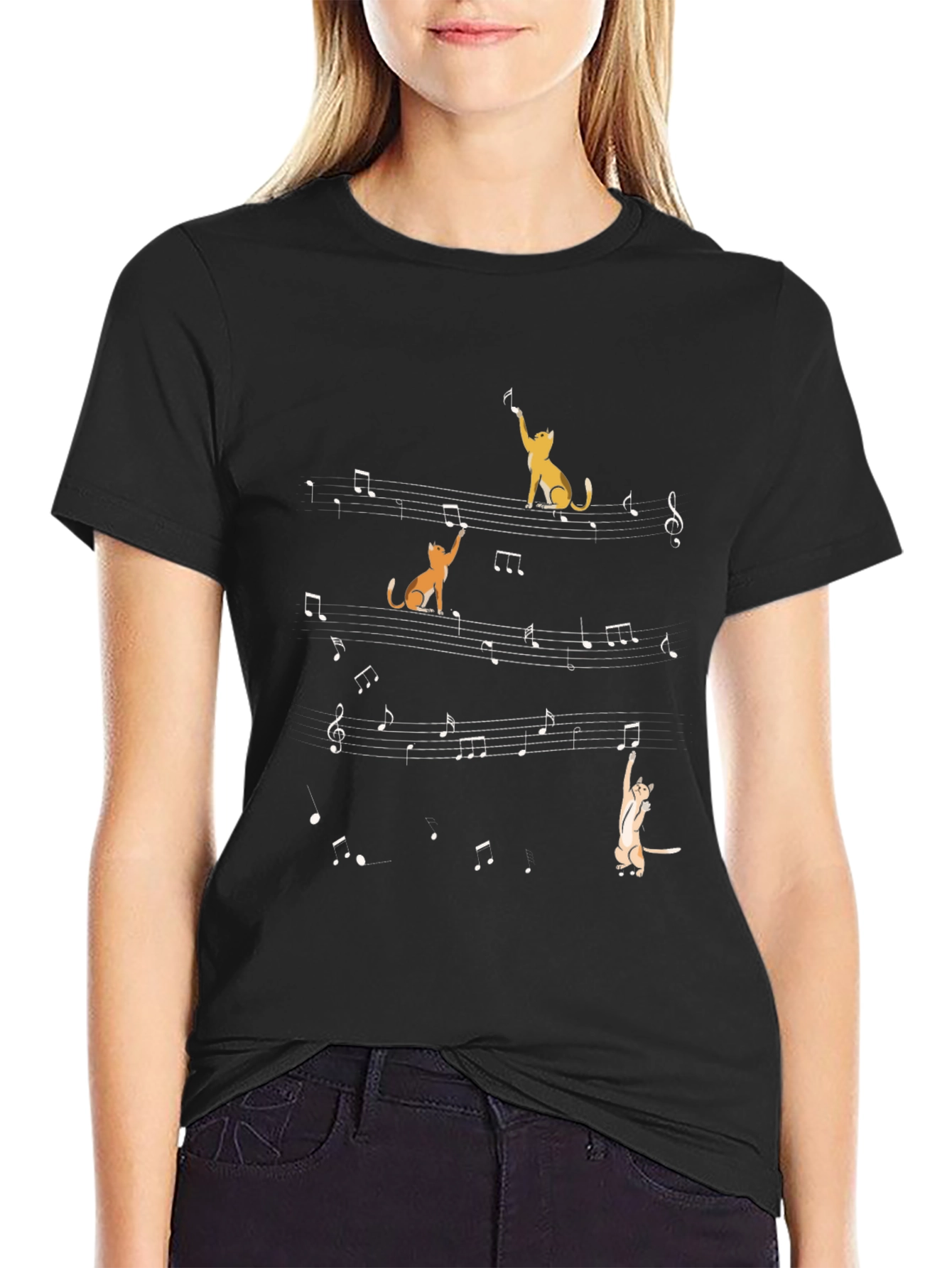 Musical Cats T-Shirt - Black Cotton Tee