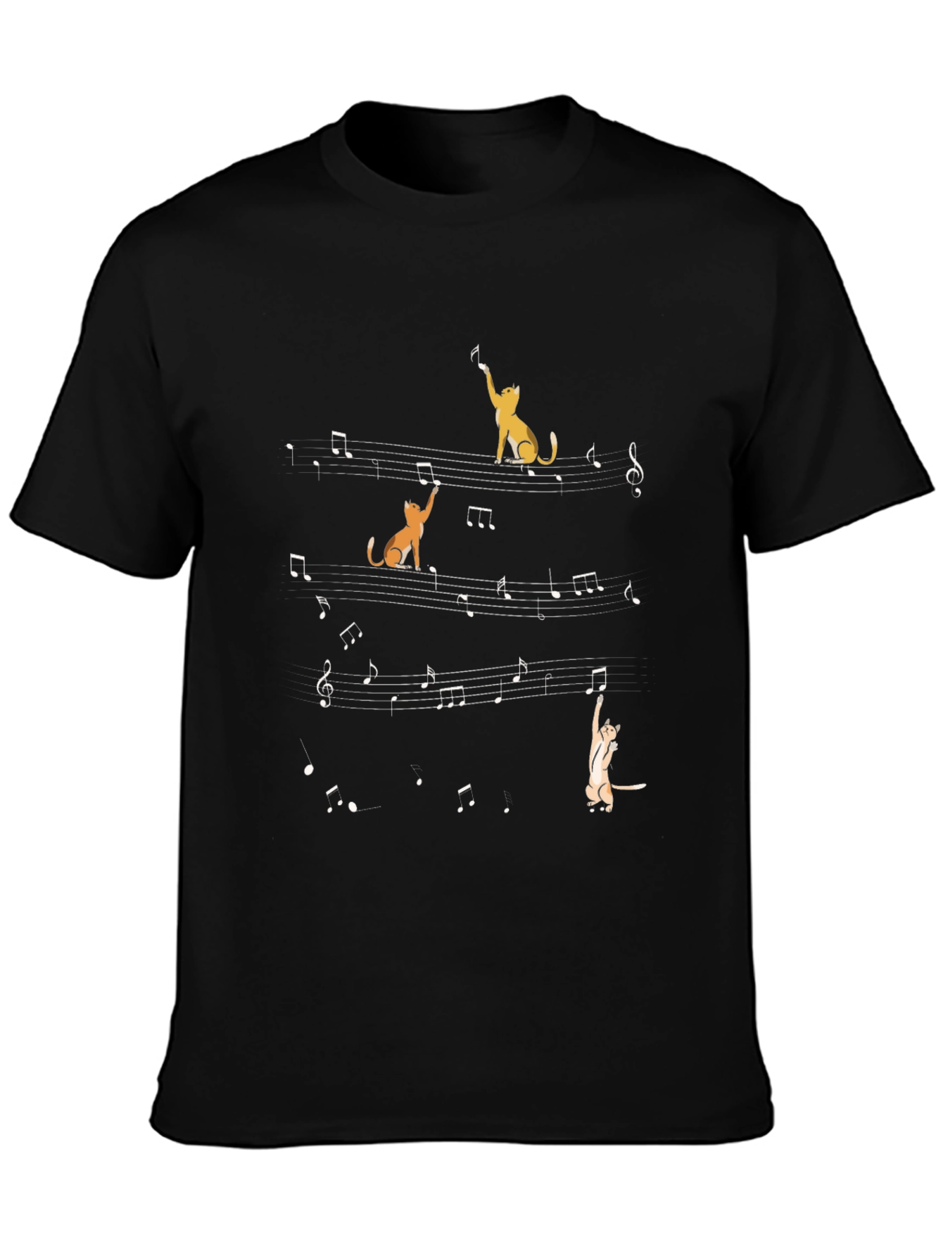 Musical Cats T-Shirt - Black Cotton Tee