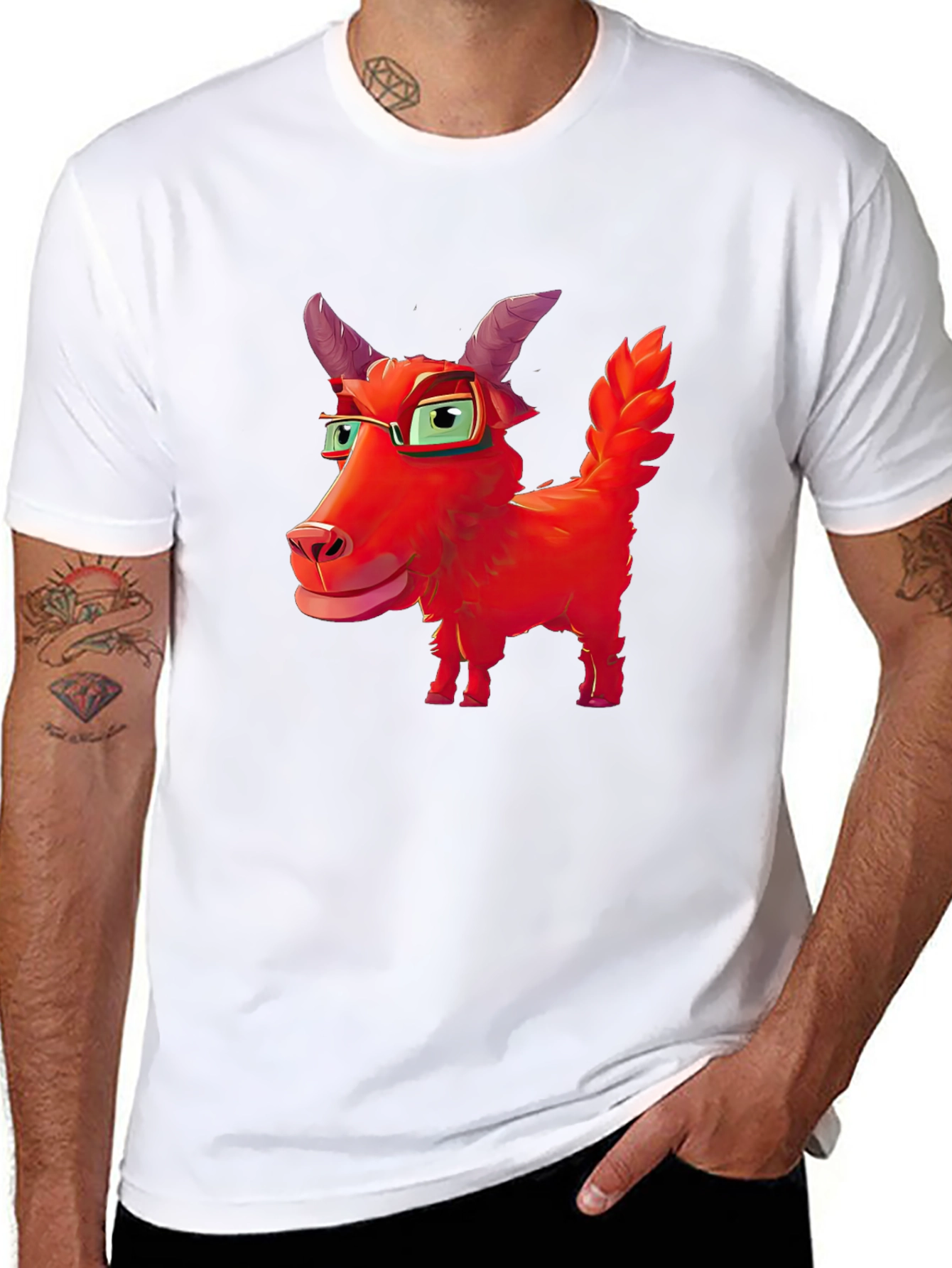 Red Goat Cartoon Graphic Tee