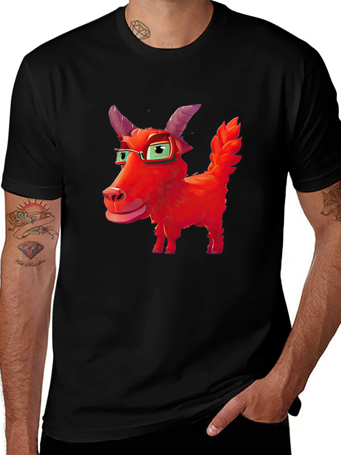 Red Goat Cartoon Graphic Tee