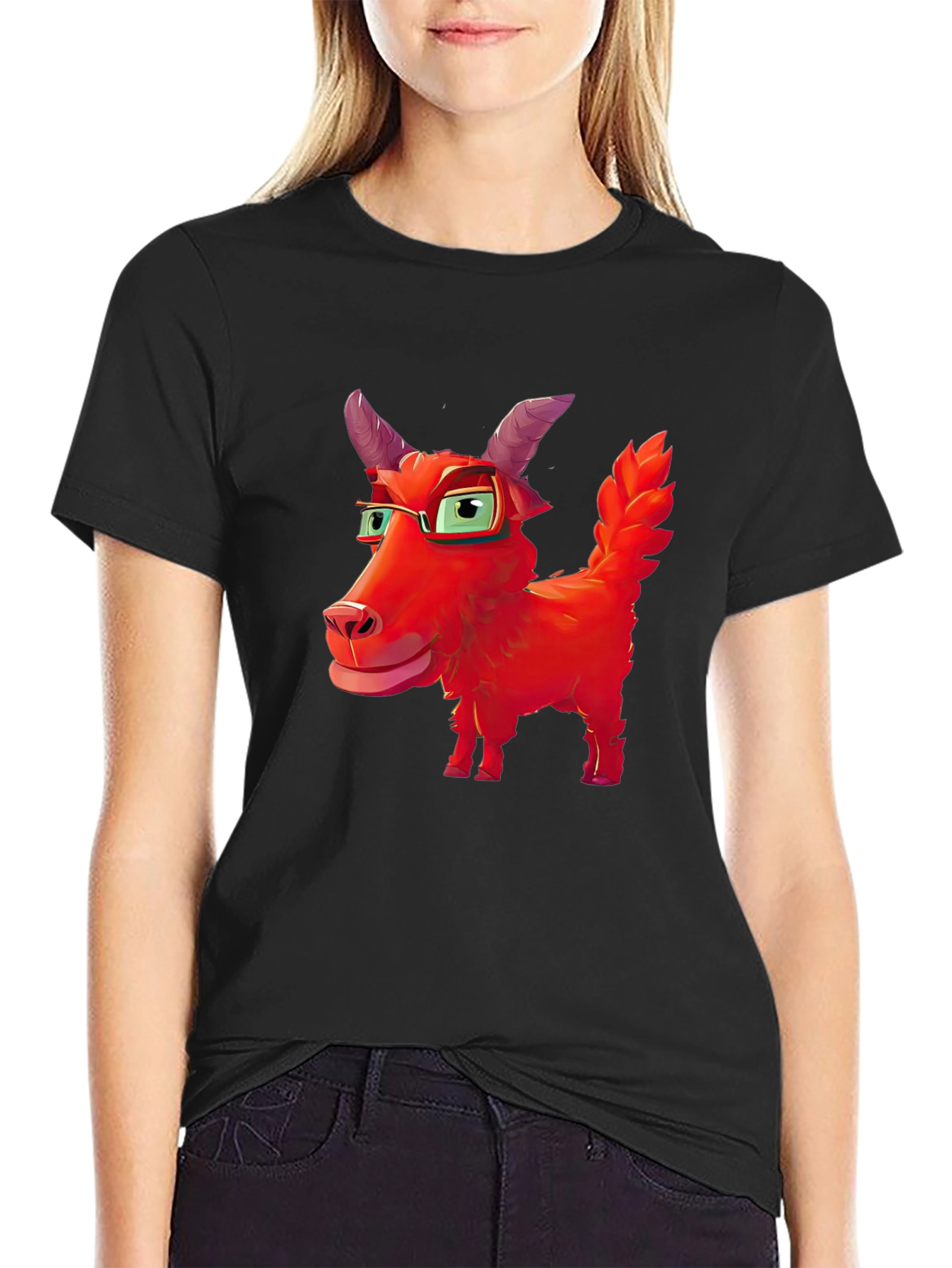 Red Goat Cartoon Graphic Tee