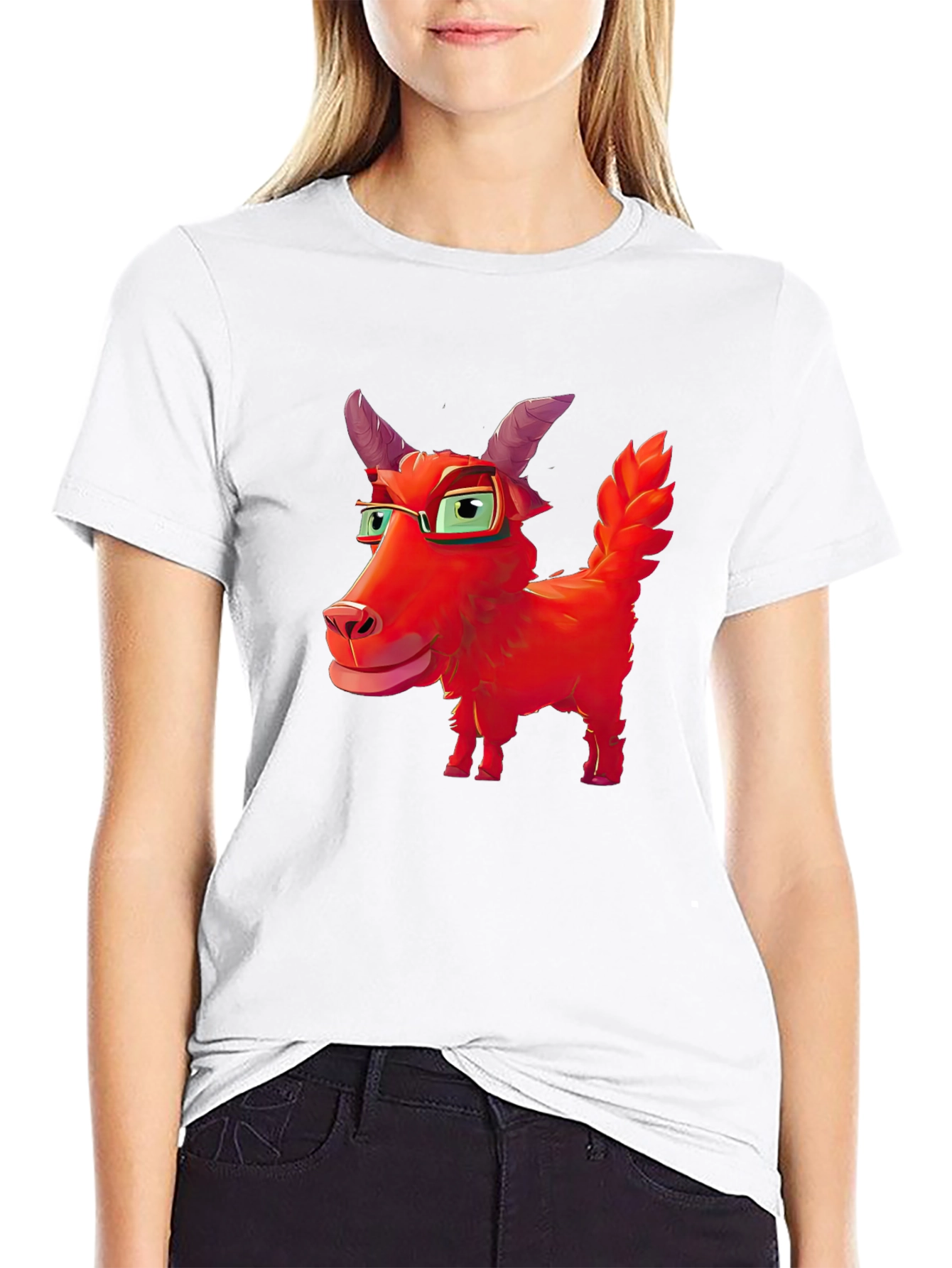 Red Goat Cartoon Graphic Tee