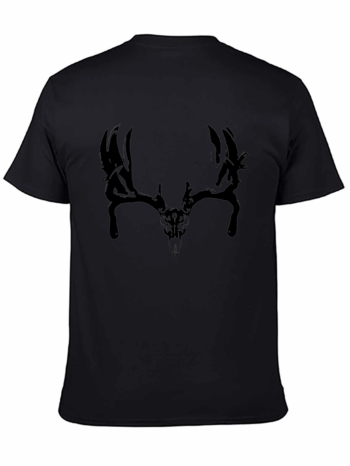 Mens Black T-Shirt with Deer Skull Graphic