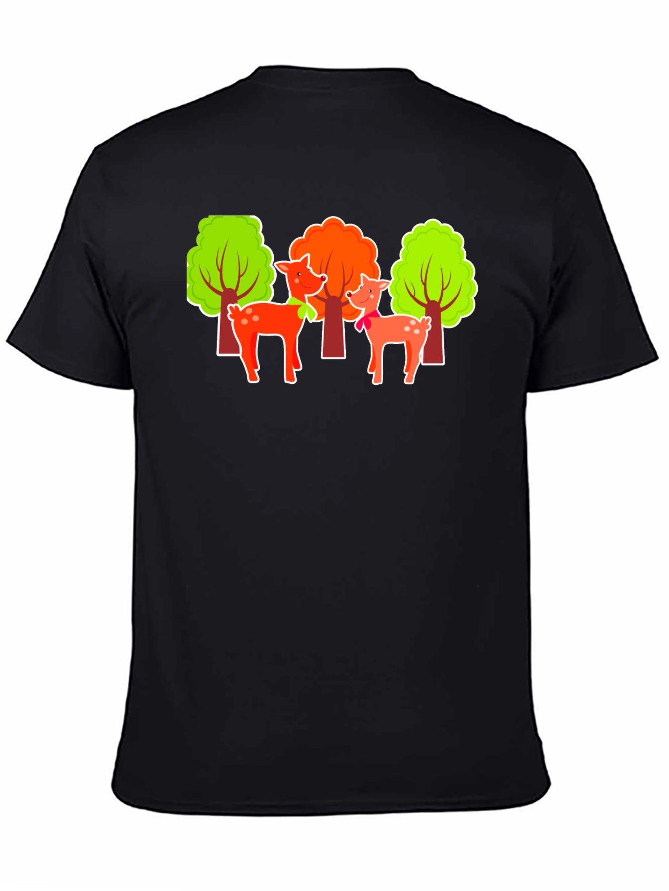 Deer & Trees Graphic Black T-Shirt