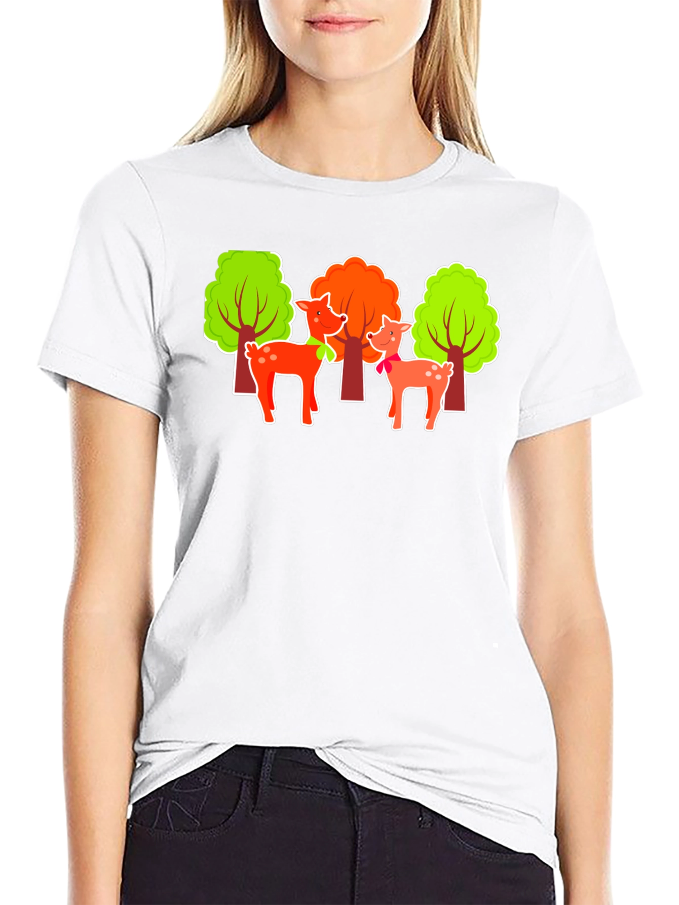 Deer & Trees Graphic Black T-Shirt