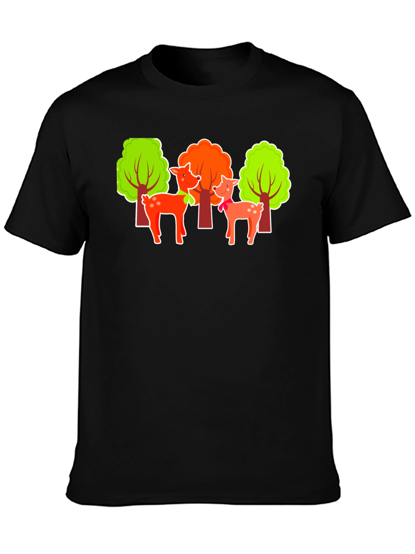 Deer & Trees Graphic Black T-Shirt