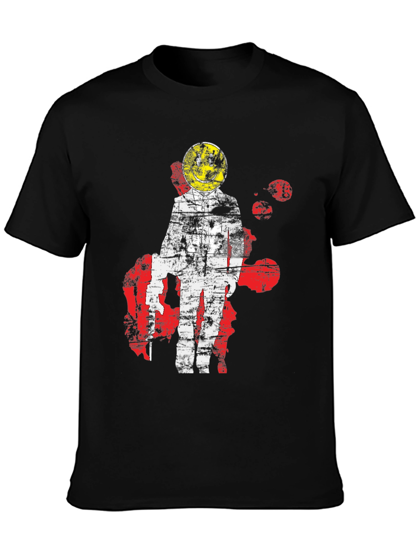 Distressed Astronaut Smiley Graphic T-Shirt