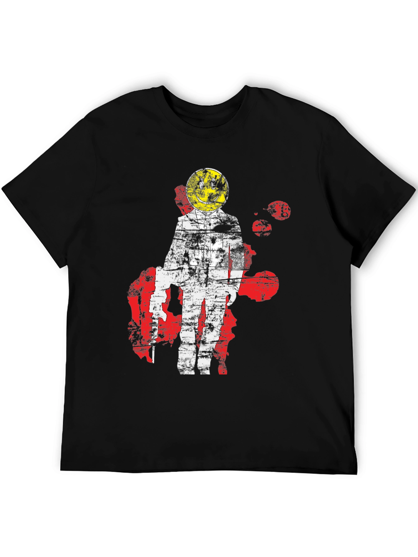 Distressed Astronaut Smiley Graphic T-Shirt
