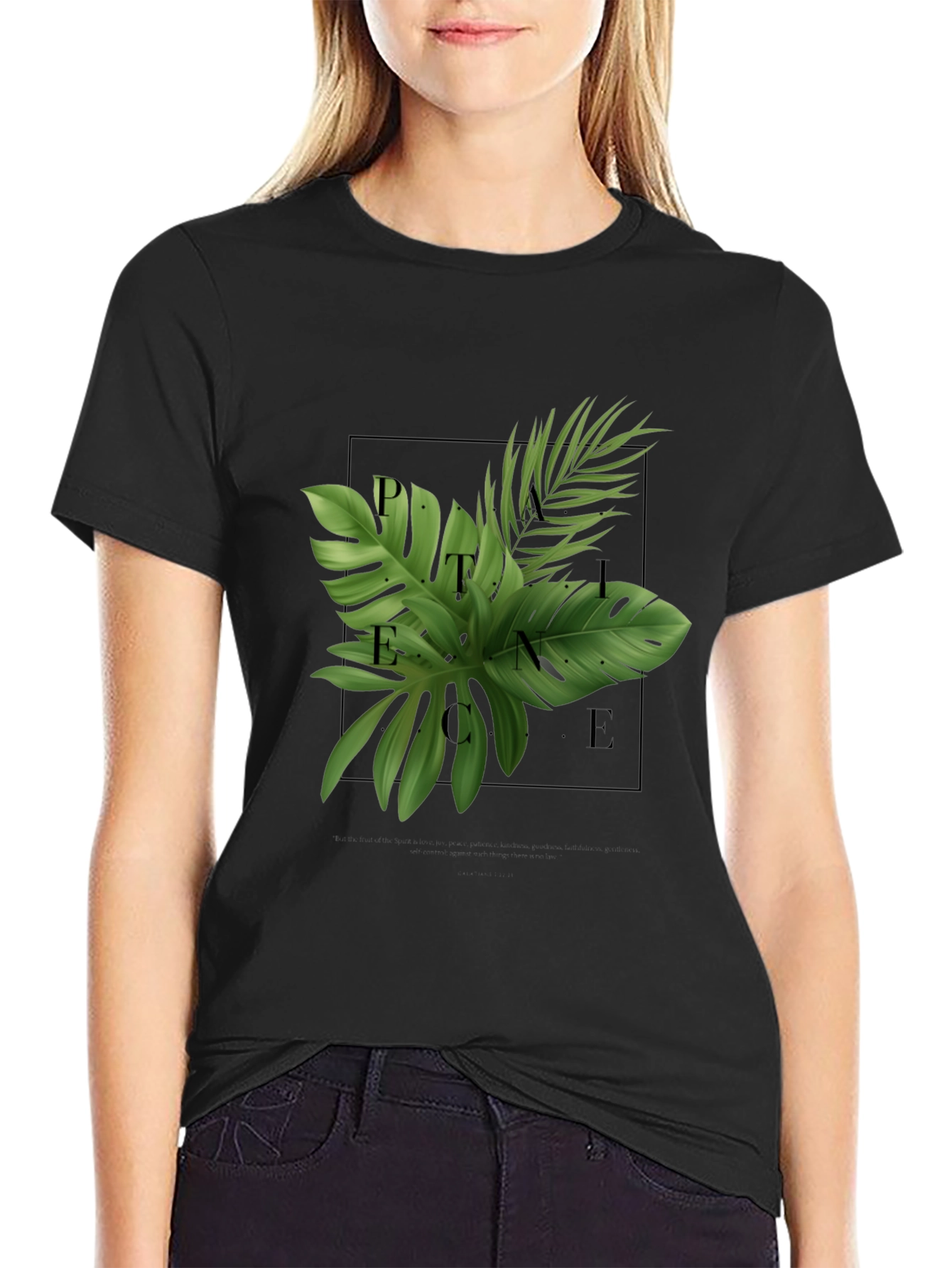 Botanical Peace Graphic Black T-Shirt