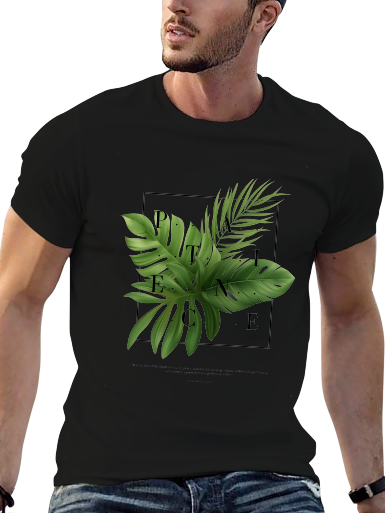 Botanical Peace Graphic Black T-Shirt
