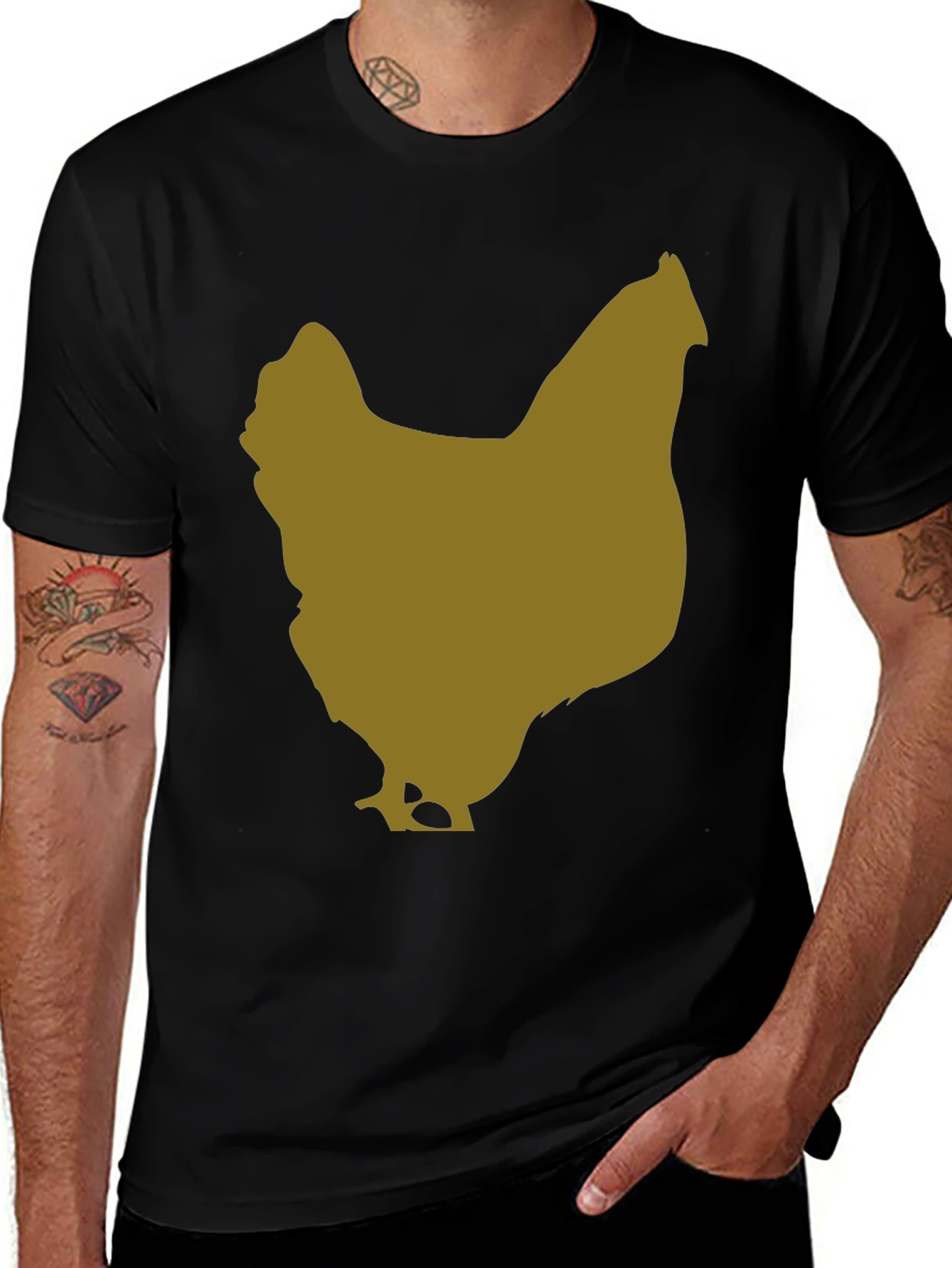 Chicken Silhouette Tee - Black Cotton Blend