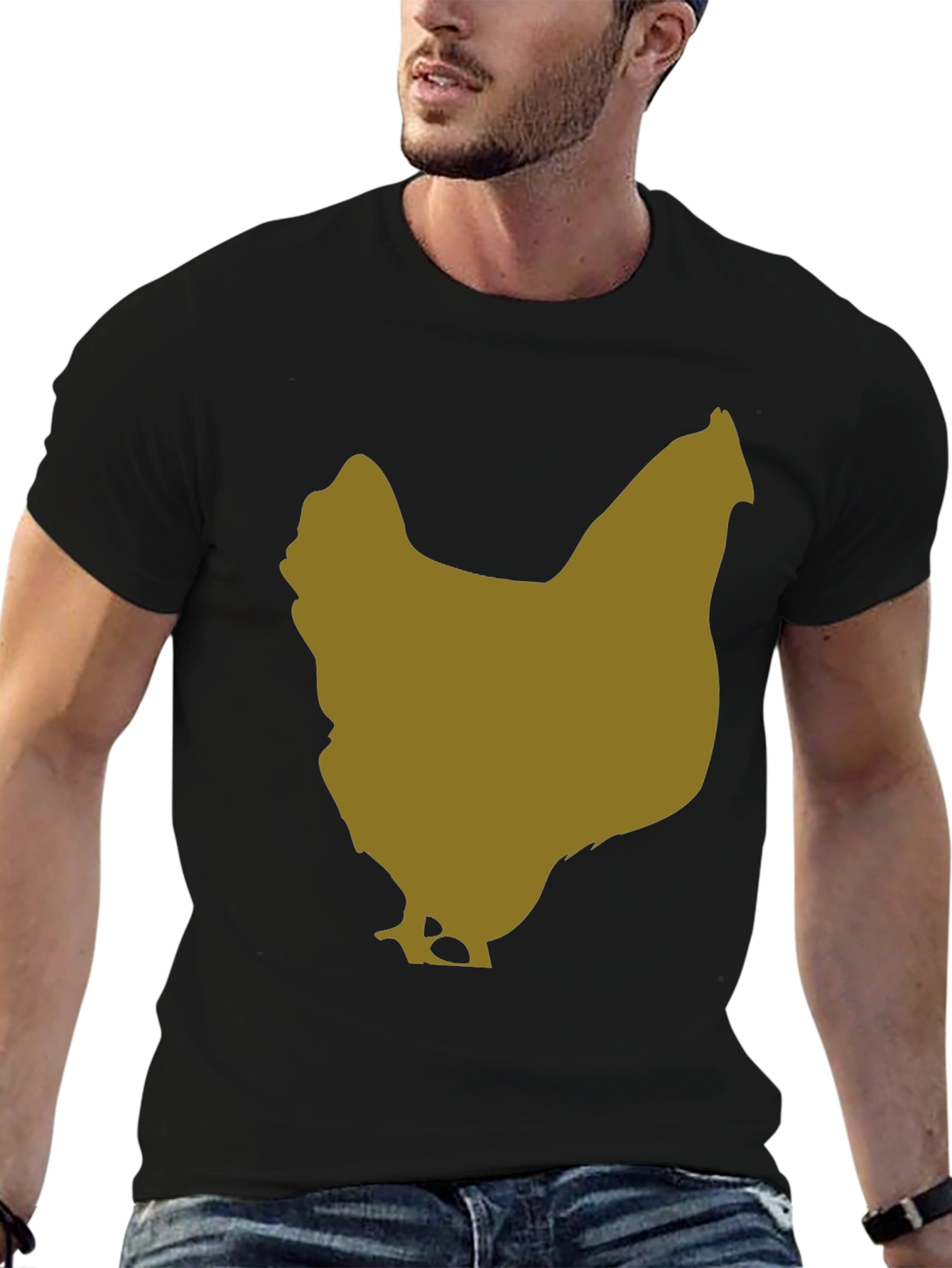 Chicken Silhouette Tee - Black Cotton Blend